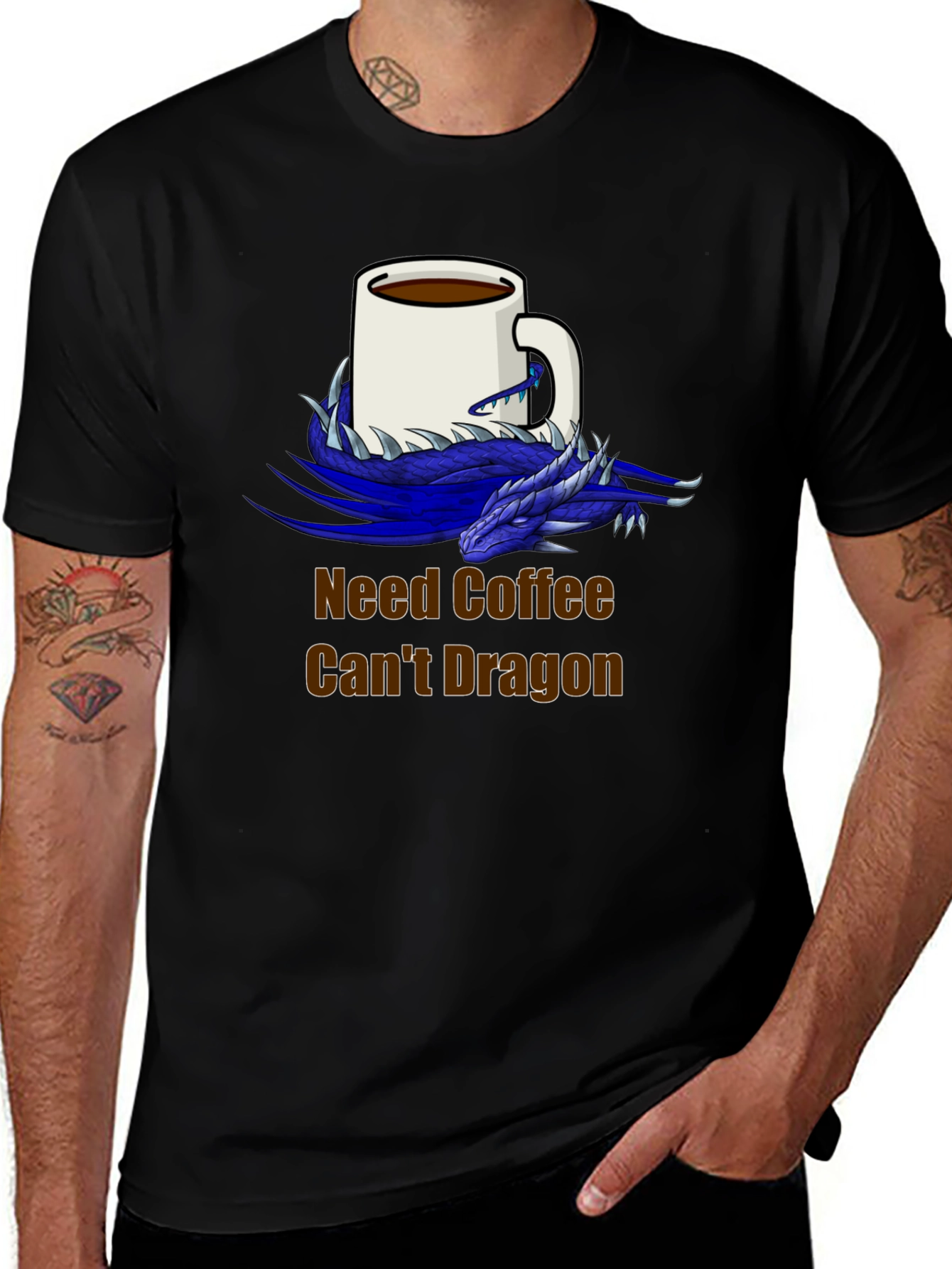 Variant 2 of Need Coffee Can't Dragon Black T-Shirt
