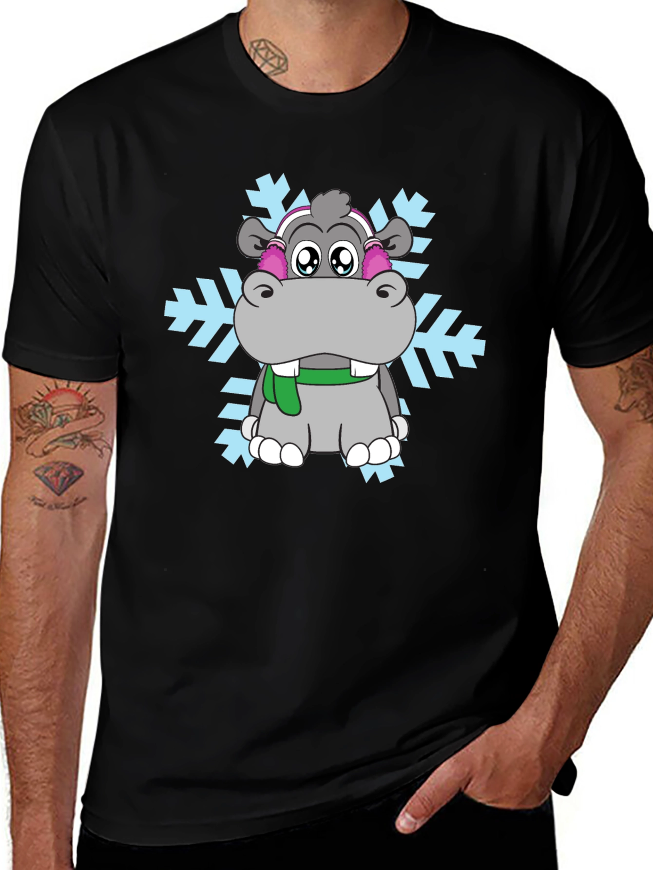 Variant 9 of Winter Hippo Graphic Tee