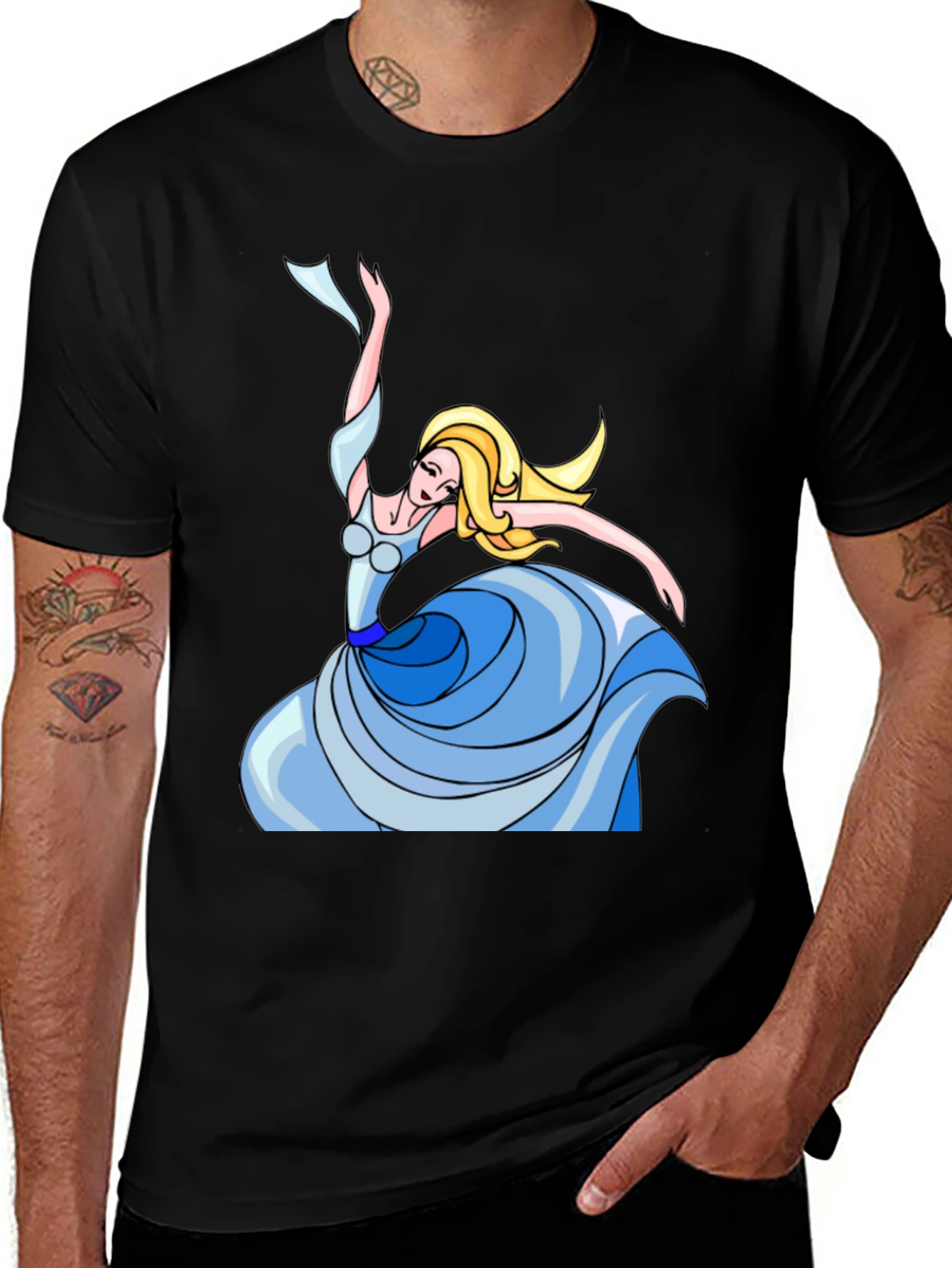 Variant 23 of Dancing Princess Graphic Tee - Black Cotton Shirt