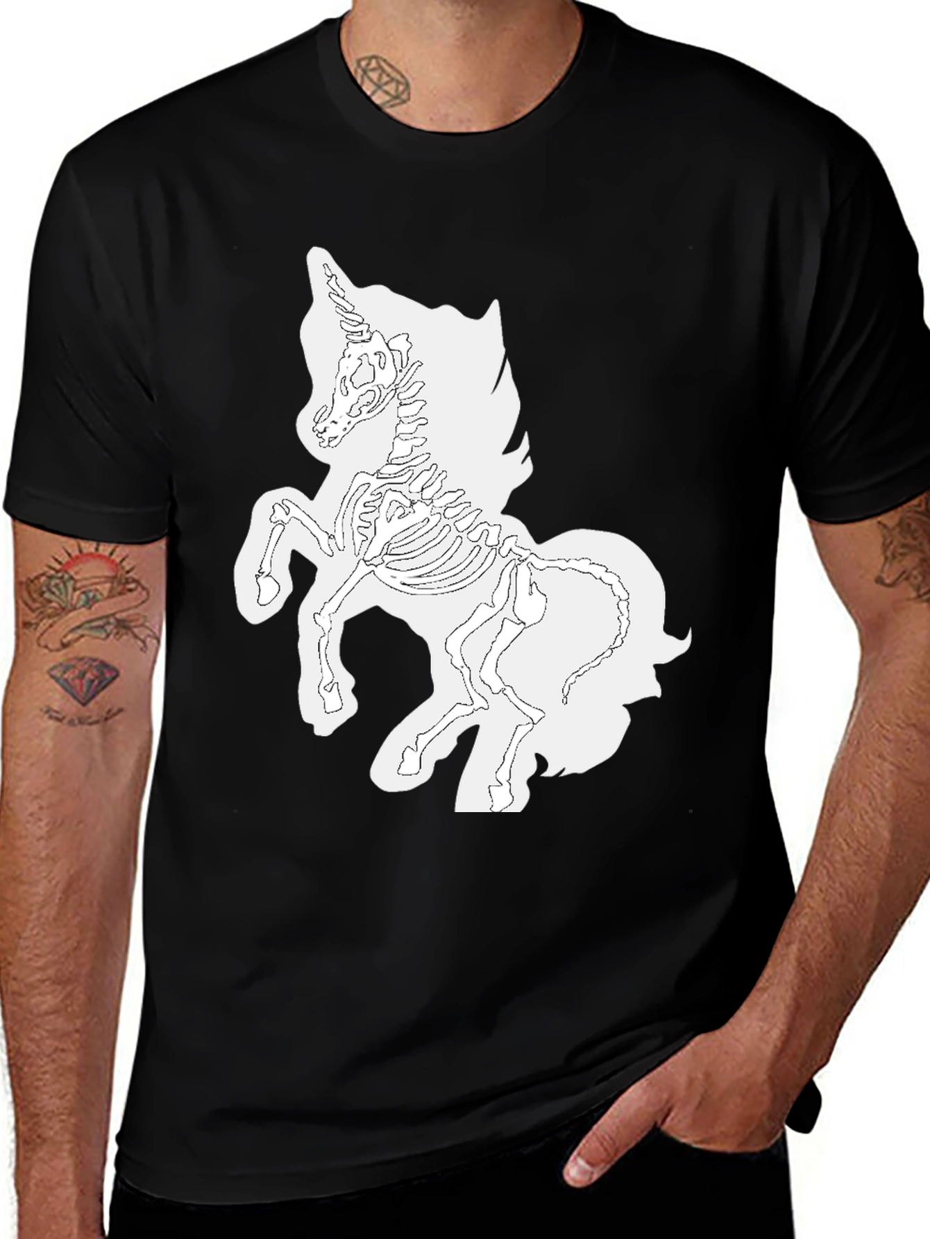 Variant 18 of Unicorn Skeleton Graphic Tee - Black