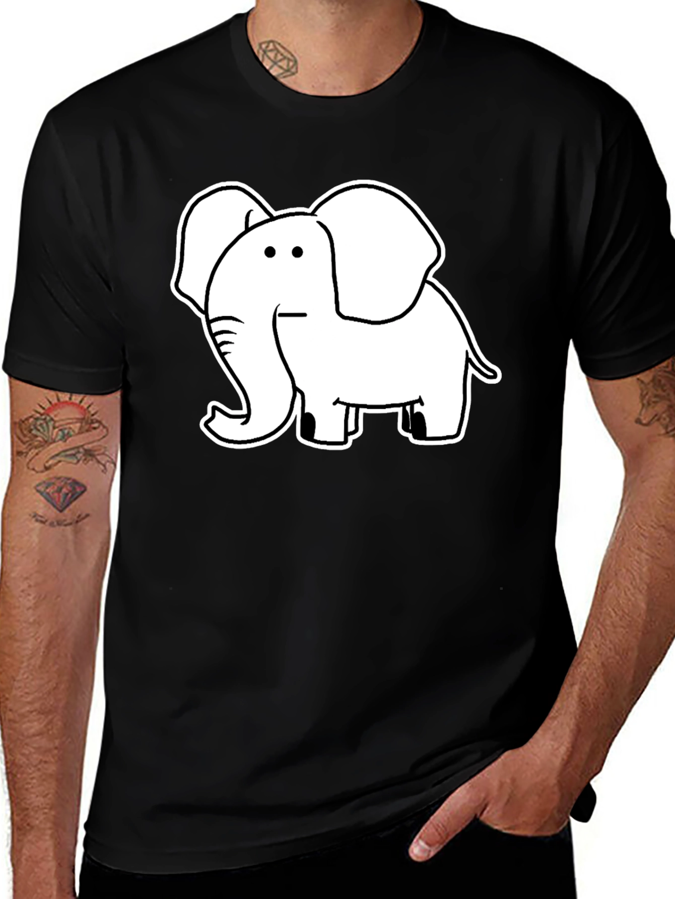 Variant 22 of Elephant Graphic Black T-Shirt