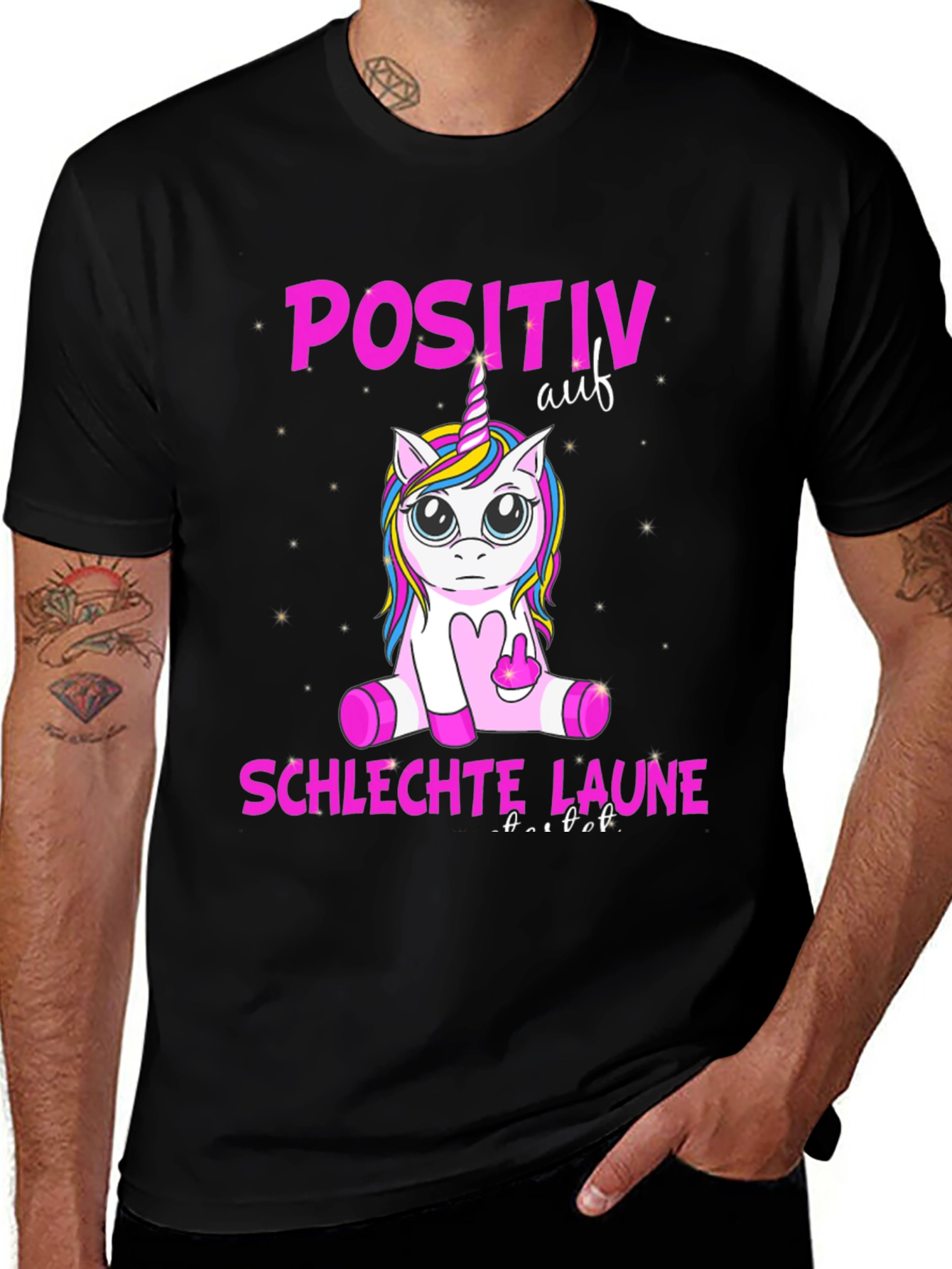 Variant 14 of Funny Unicorn Positiv Auf Schlechte Laune Graphic Tee
