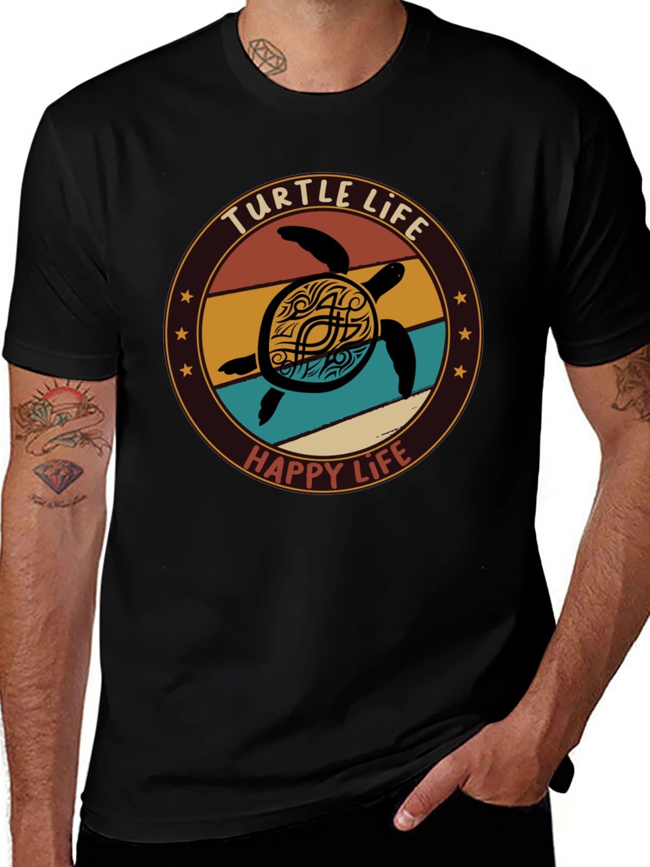 Black Turtle Life T-Shirt - Happy Life Tee main image