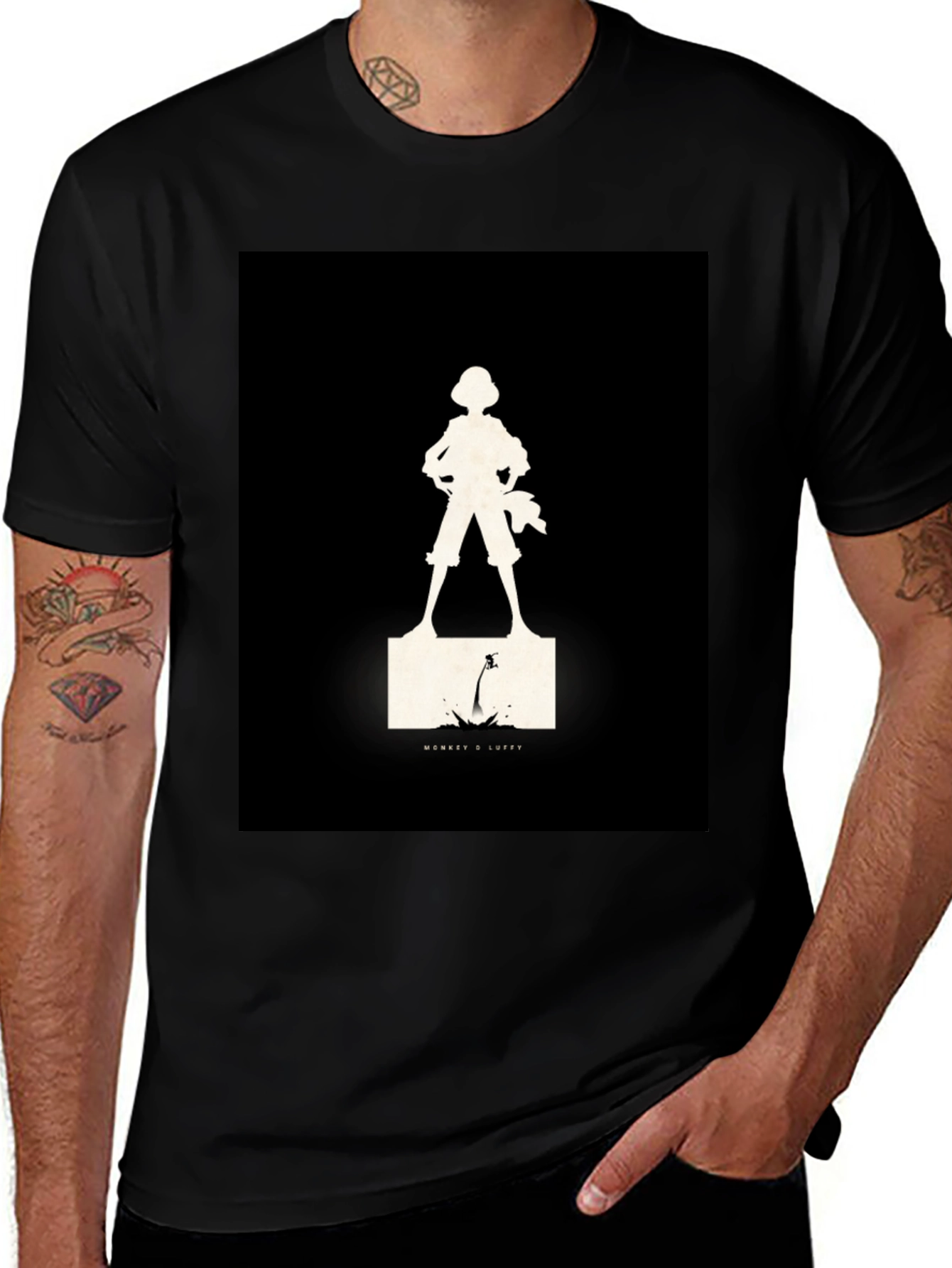 One Piece Luffy Silhouette Black T-Shirt