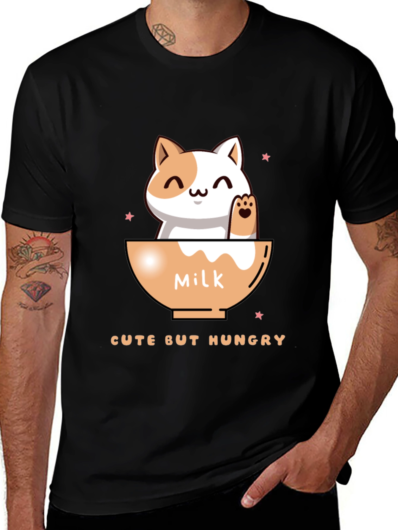 Black Cute But Hungry Cat Graphic Tee main image