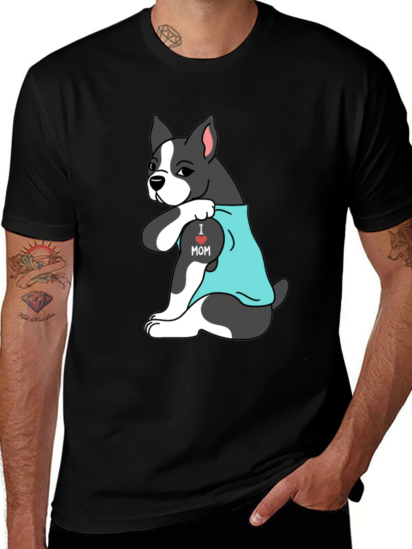 Variant 15 of I Heart Mom Dog Graphic Tee - Black