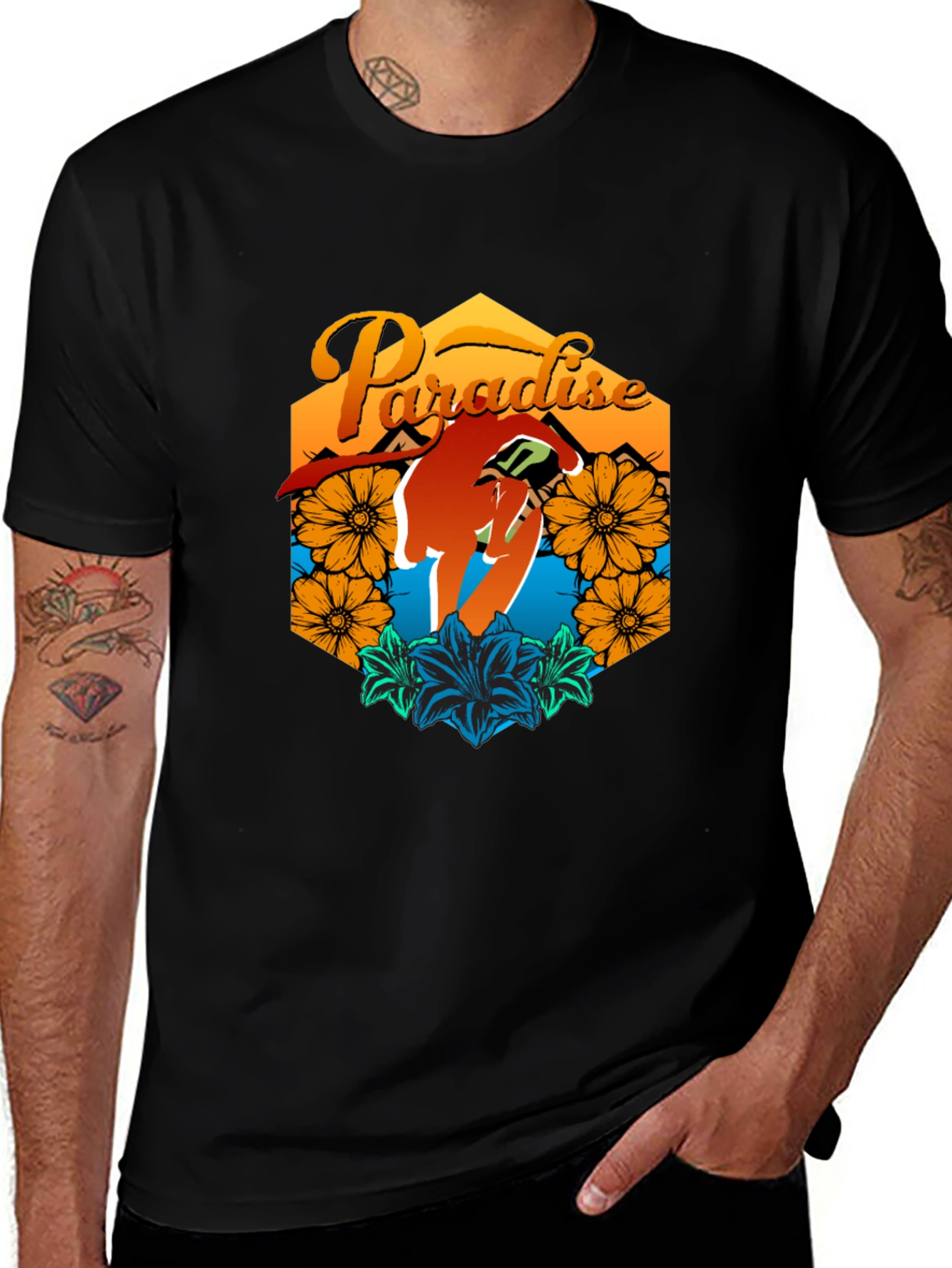 Variant 29 of Paradise Graphic Tee - Men's Black T-Shirt