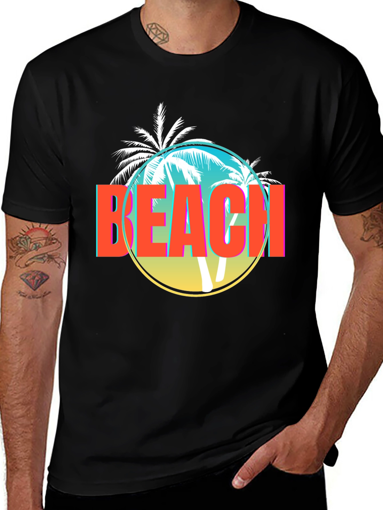 Variant 22 of Retro Beach Palm Tree Graphic T-Shirt