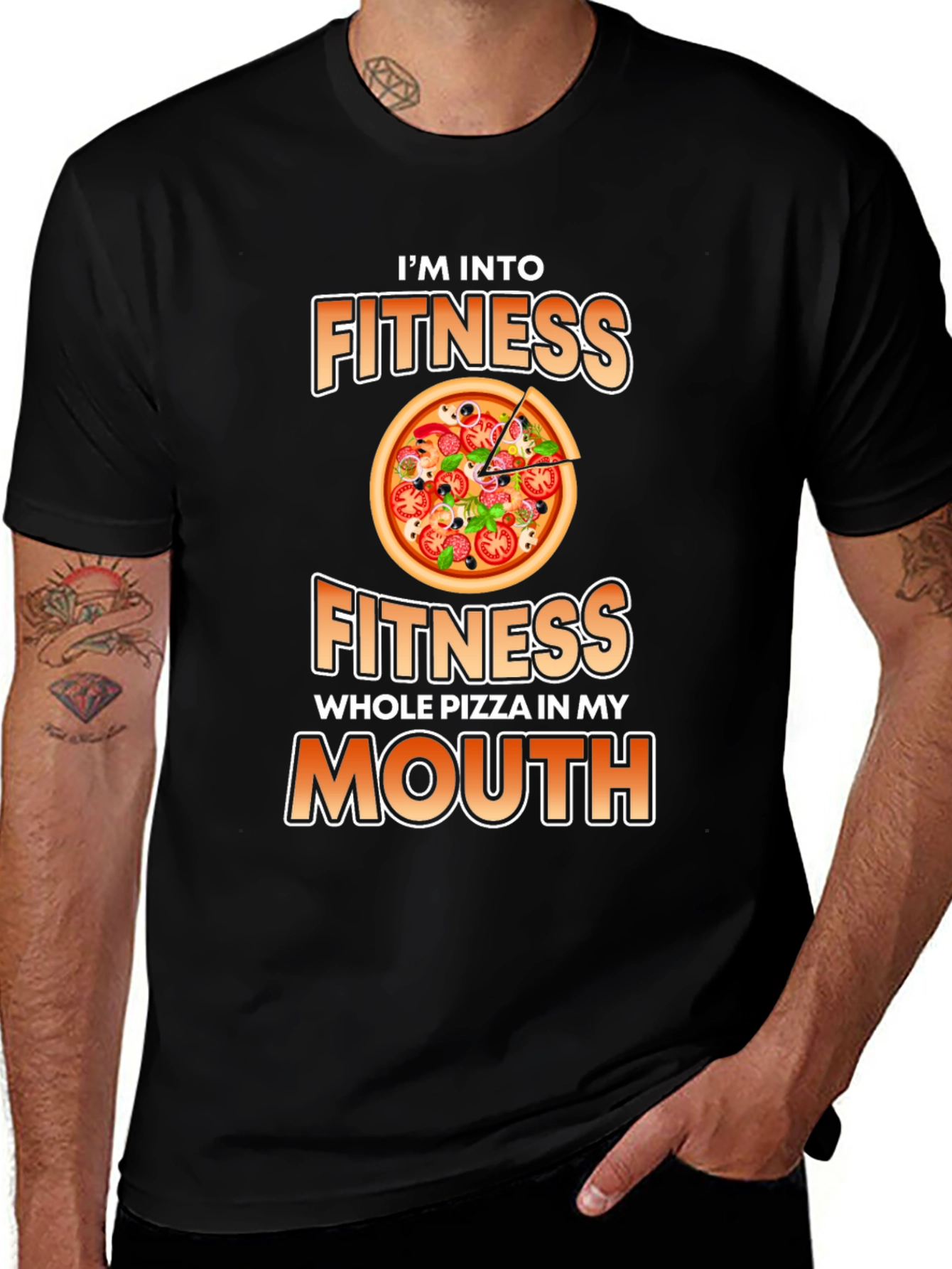 Variant 16 of Funny Pizza Fitness Graphic T-Shirt