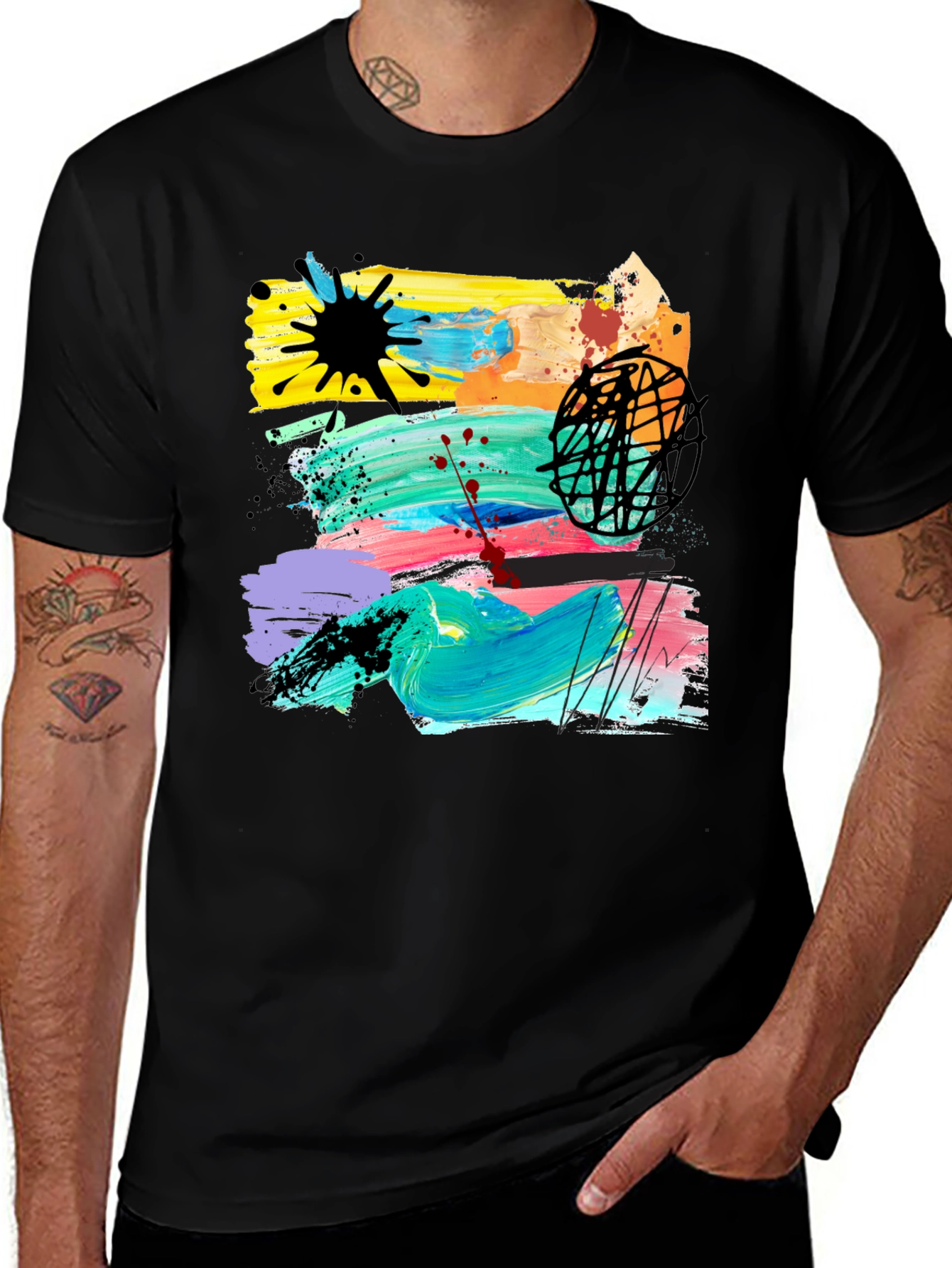 Variant 14 of Abstract Paint Splatter Graphic T-Shirt