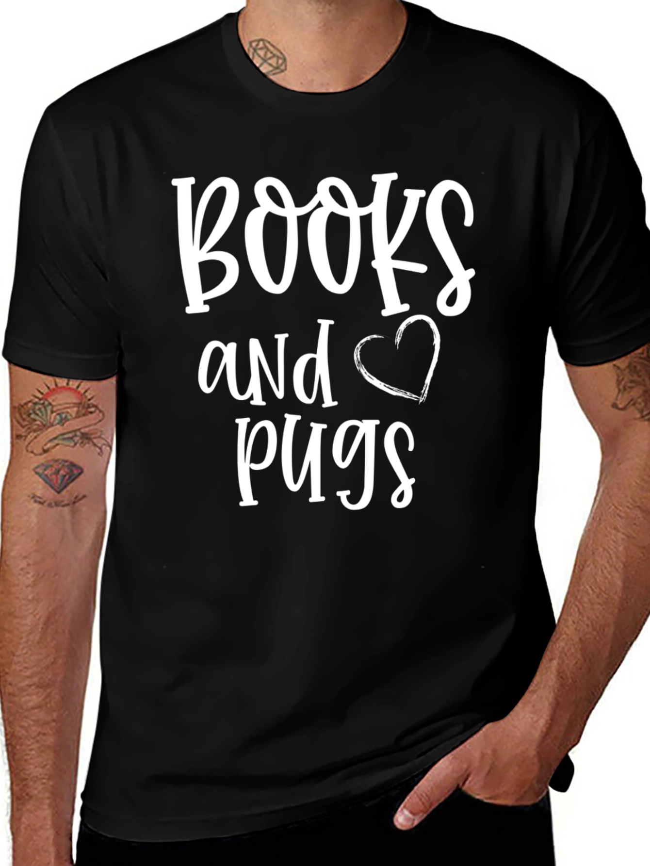 Variant 3 of Books and Pugs Black Graphic Tee