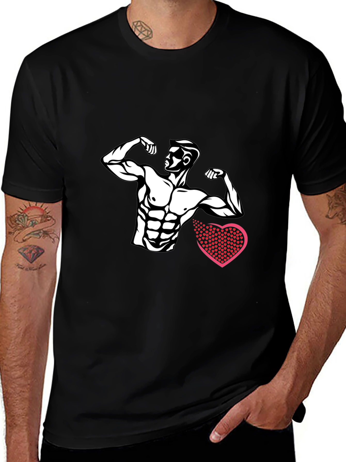 Variant 17 of Muscle Man Heart Graphic Tee - Black