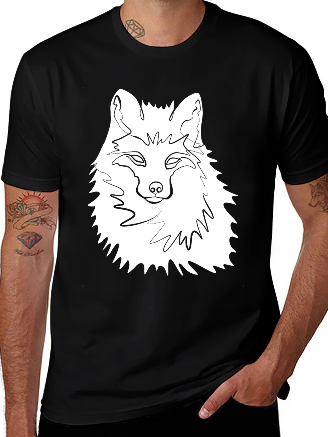 Variant 4 of Fox Graphic Tee - Modern Line Art Design