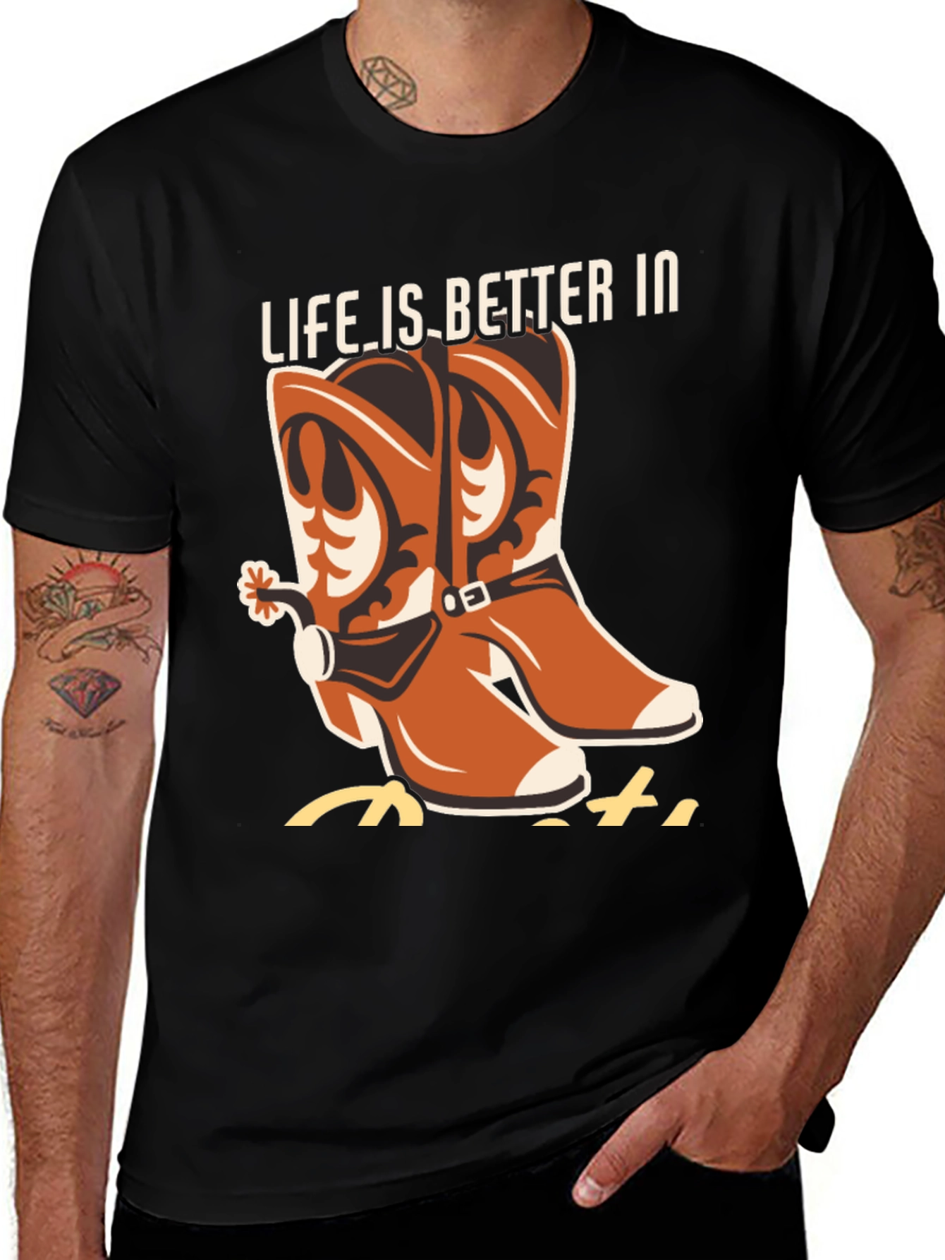 Variant 25 of Cowboy Boots Graphic Tee - Life is Better in Boots