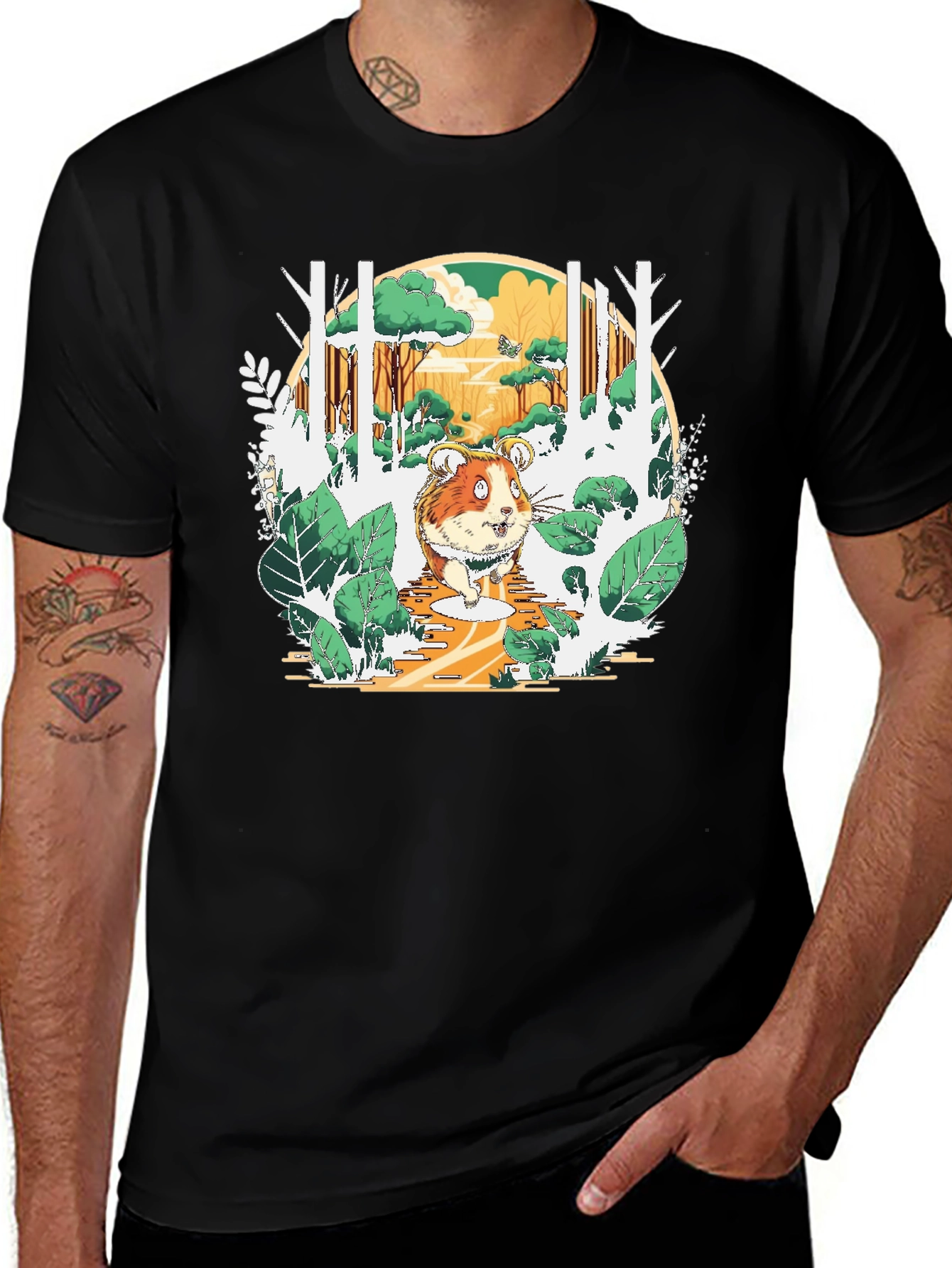 Variant 23 of Guinea Pig Forest Graphic Tee - Black