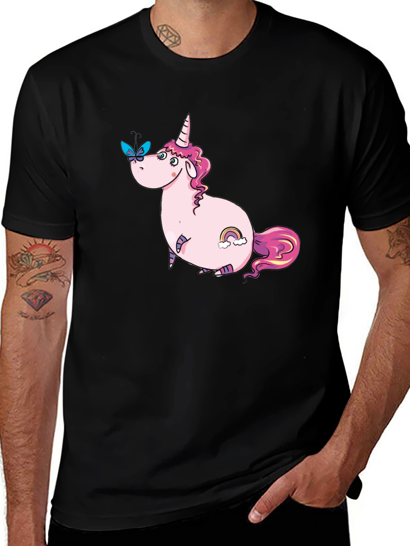 Variant 19 of Unicorn Graphic T-Shirt - Black Crew Neck Tee