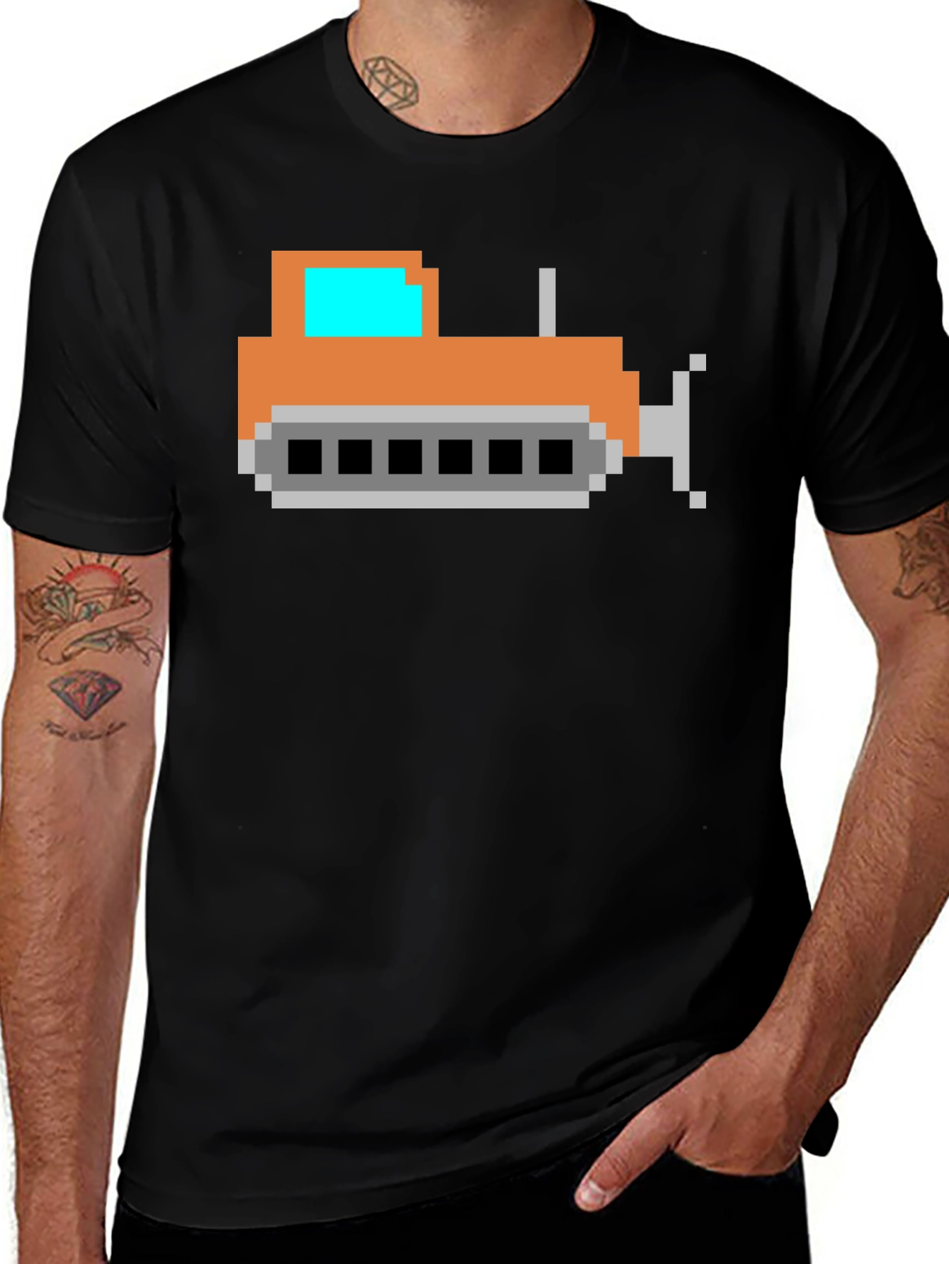 Variant 11 of Pixel Art Bulldozer Tee - Retro Gaming Style