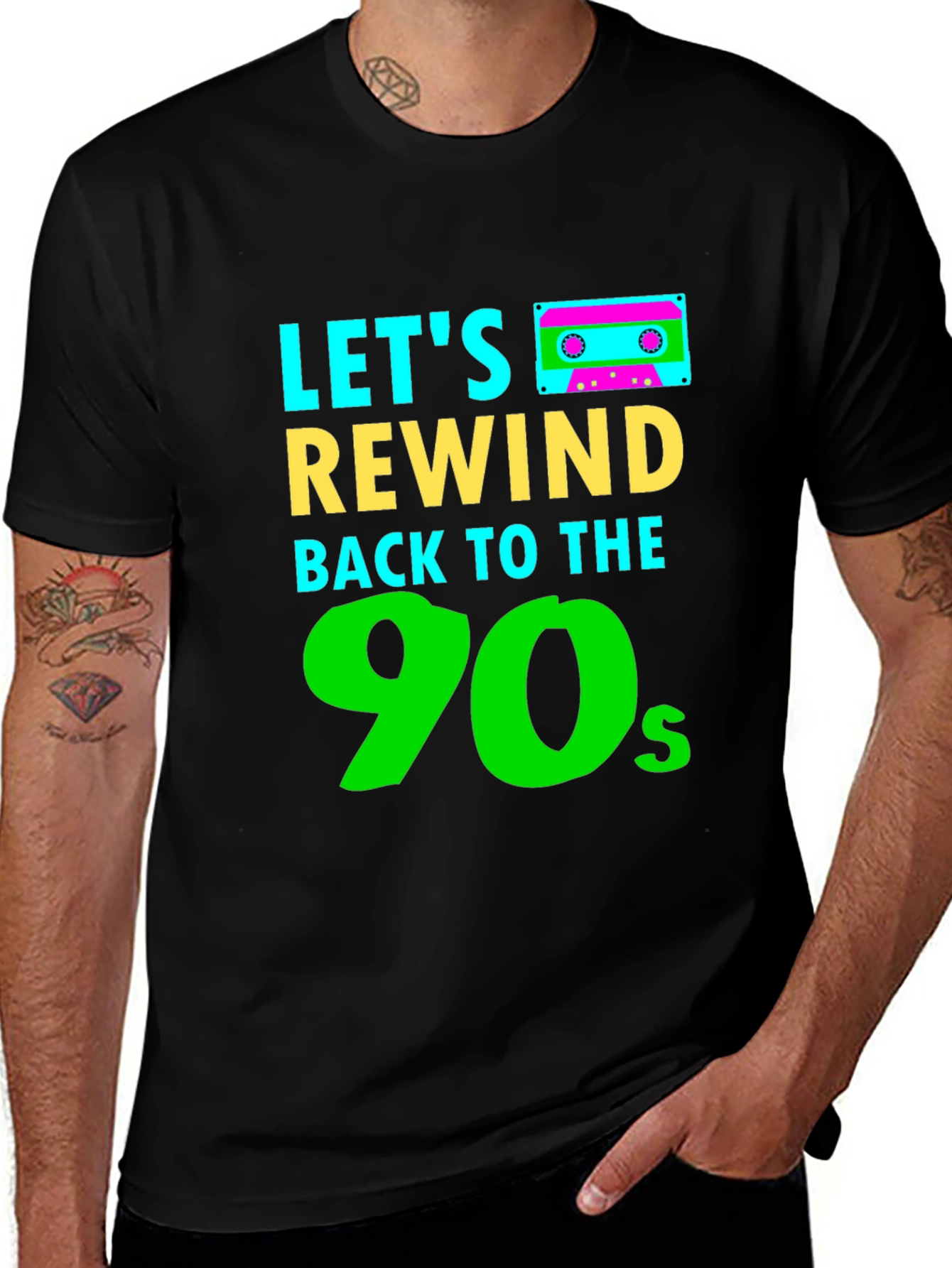 Variant 2 of Let's Rewind Back to the 90s Black T-Shirt