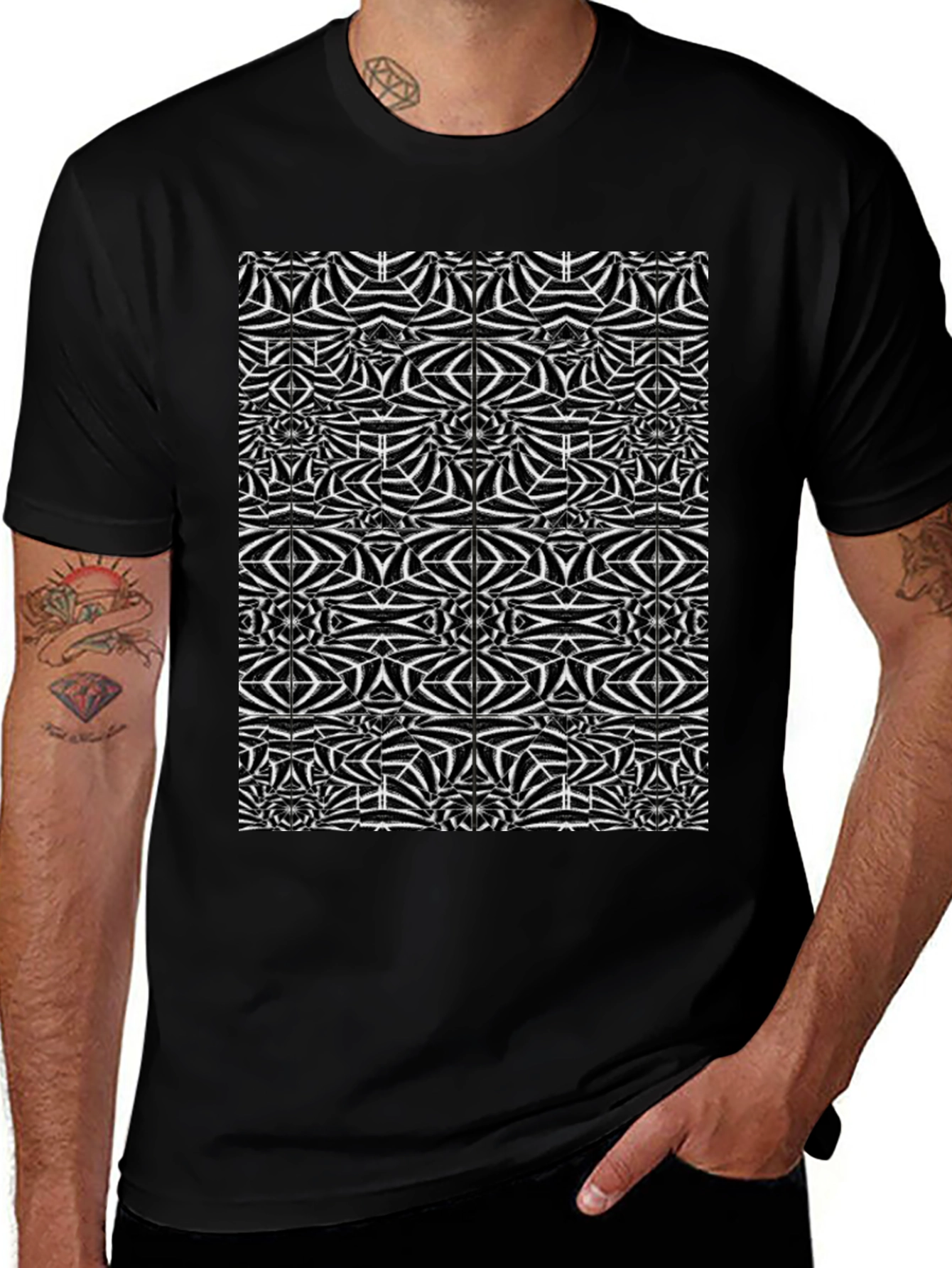Variant 8 of Abstract Geometric Black T-Shirt