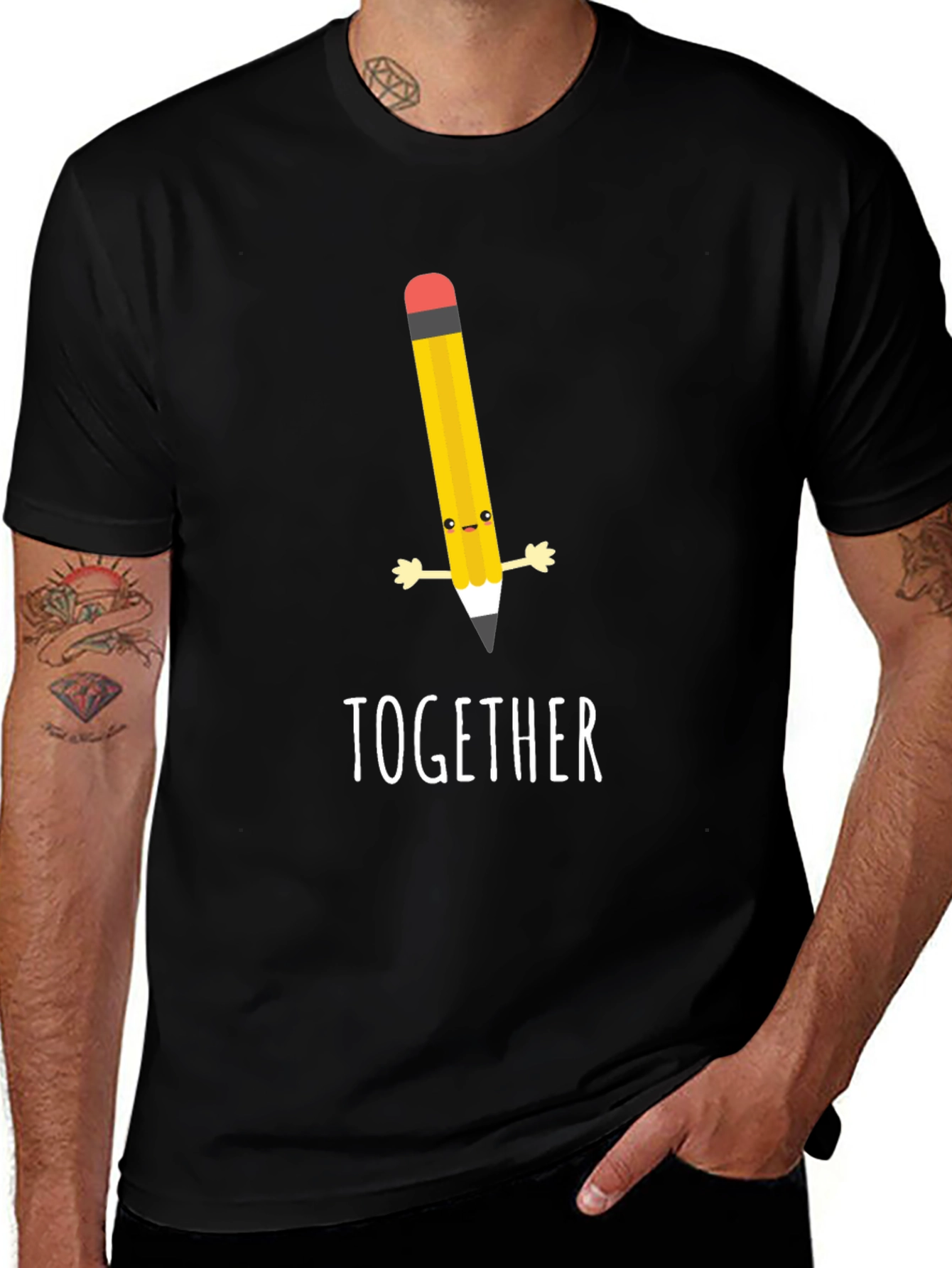 Variant 17 of Together Pencil Graphic Black T-Shirt