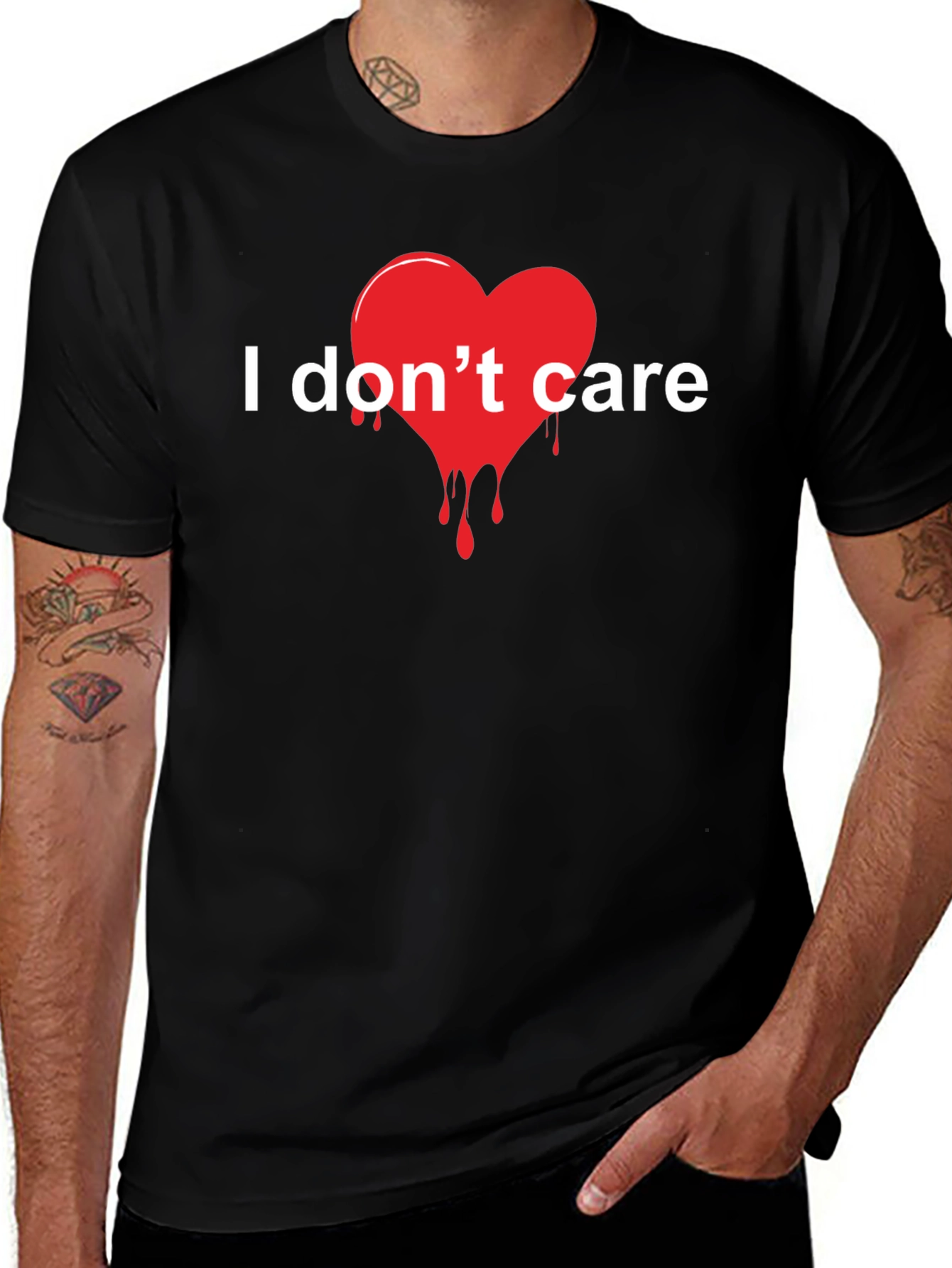 Variant 9 of I Don't Care Heart Graphic Tee - Black