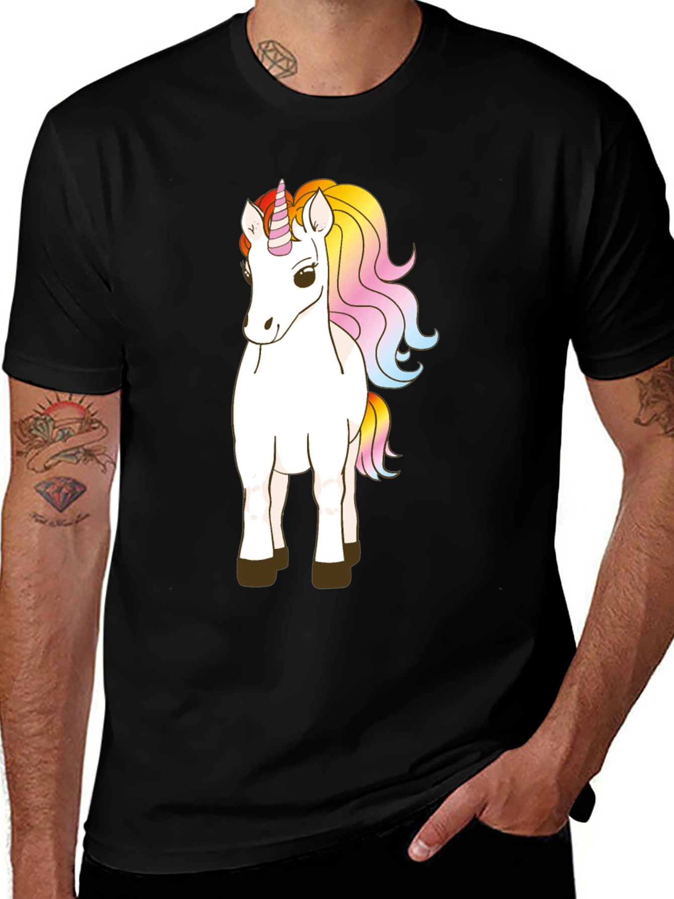 Variant 11 of Unicorn Graphic Tee - Black Cotton Blend Comfort