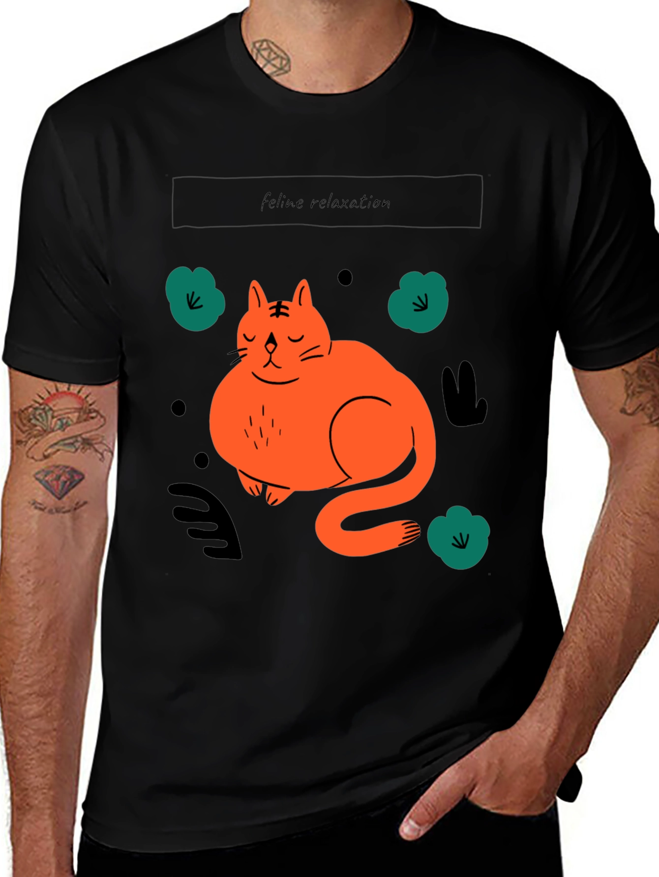 Variant 30 of Feline Relaxation T-Shirt - Cute Cat Design