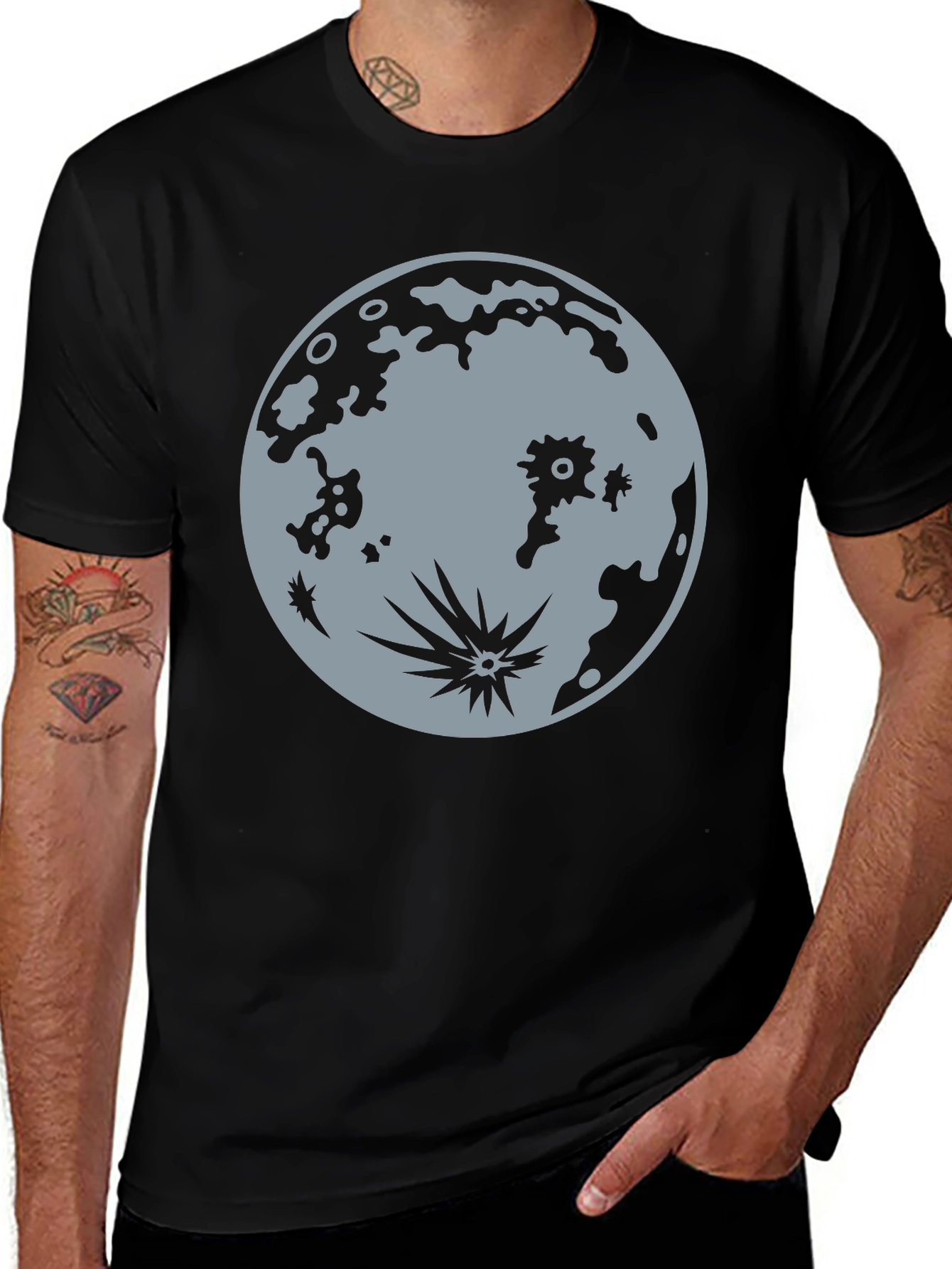 Variant 27 of Moon Graphic Tee - Black Cotton T-Shirt