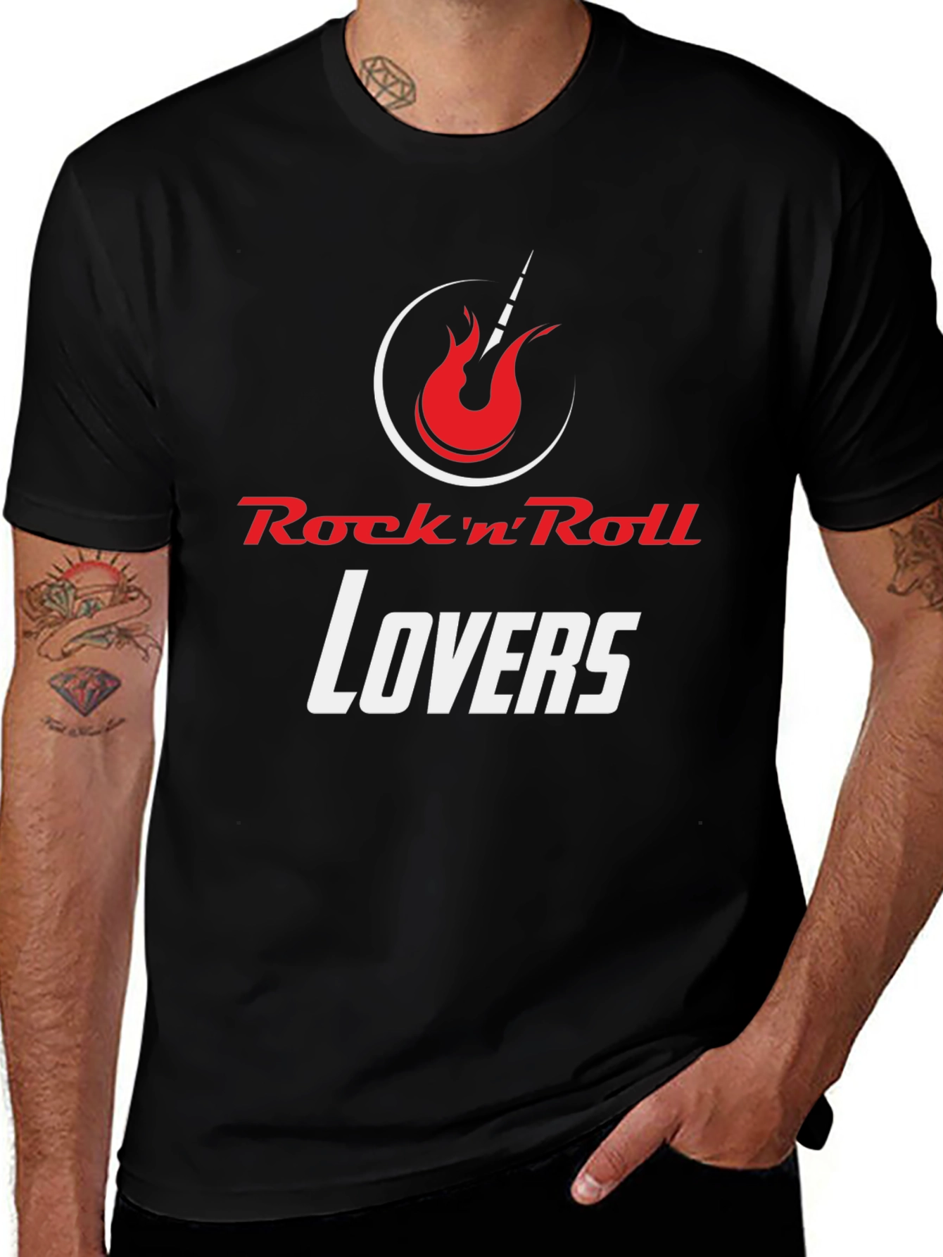 Rock'n'Roll Lovers Black Graphic Tee