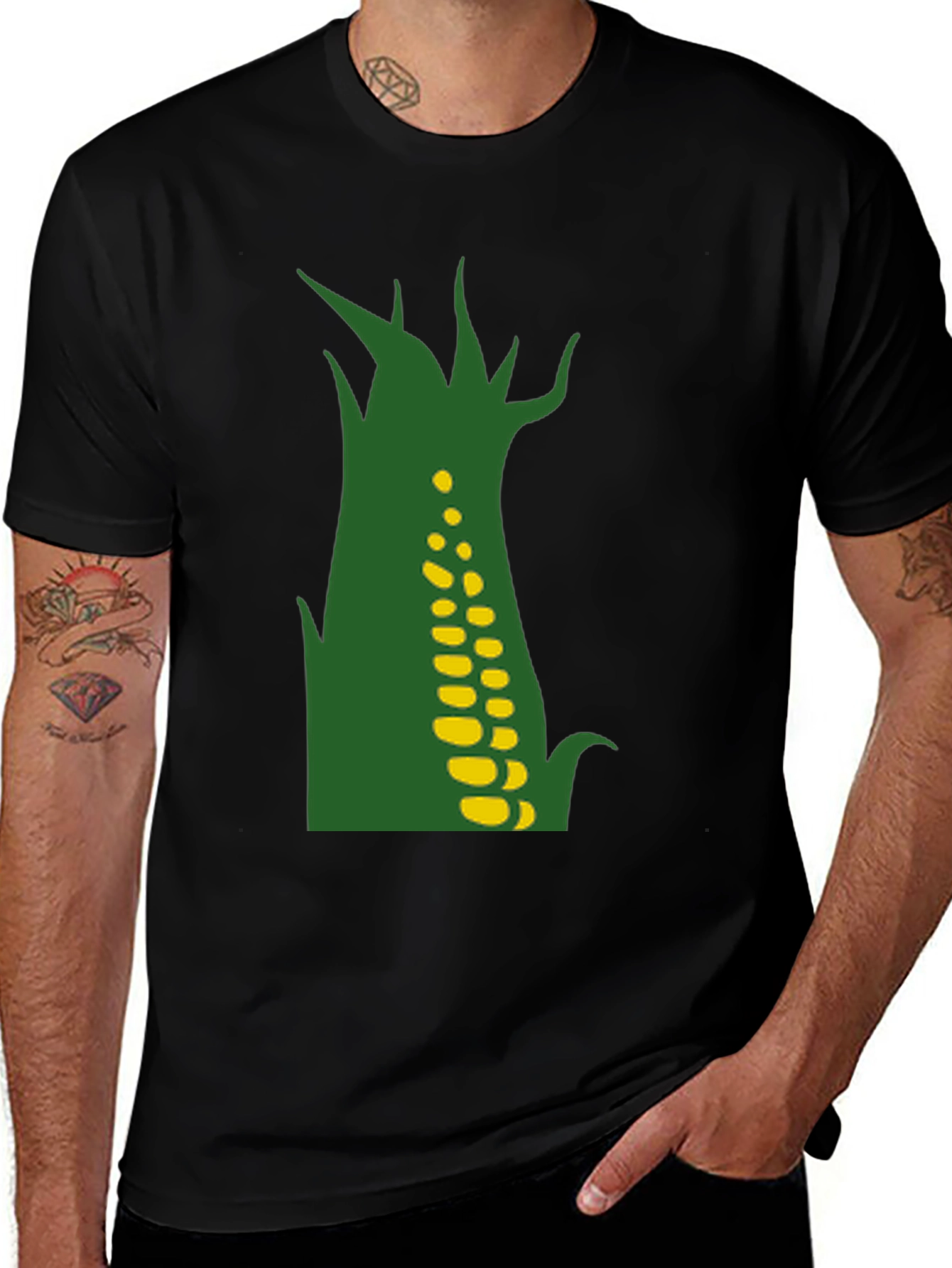 Variant 21 of Corn on the Cob Graphic Tee - Black Cotton T-Shirt