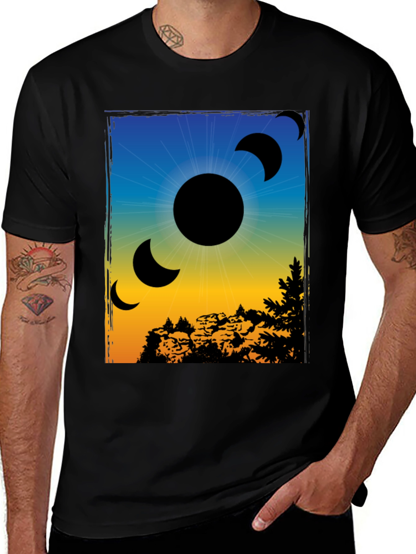 Variant 8 of Eclipse Graphic Print Black T-Shirt