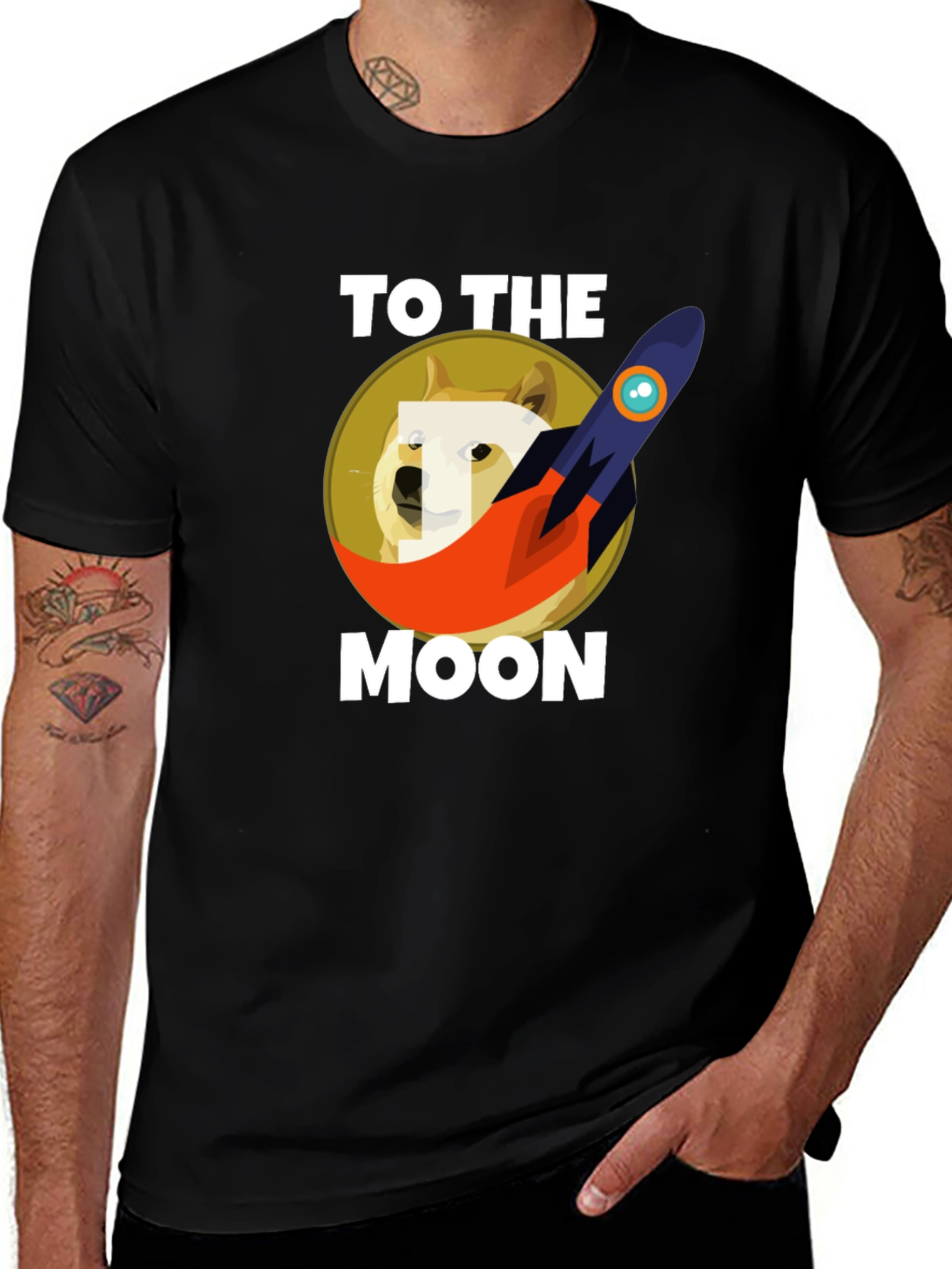 Variant 27 of Dogecoin To The Moon Black T-Shirt