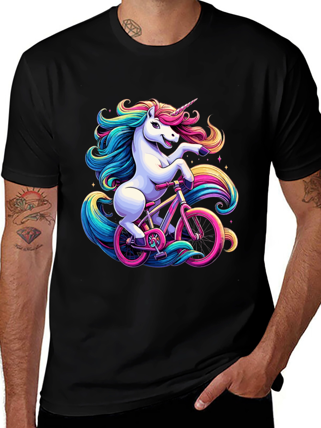 Variant 16 of Unicorn on Bike Graphic Tee