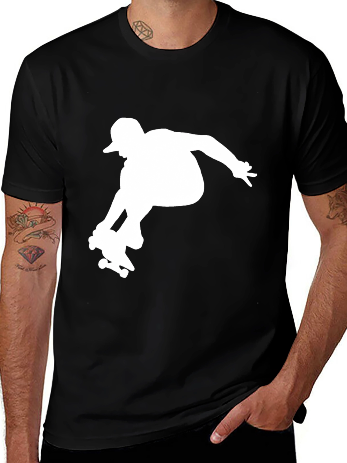 Variant 3 of Skateboarding Silhouette T-Shirt - Black