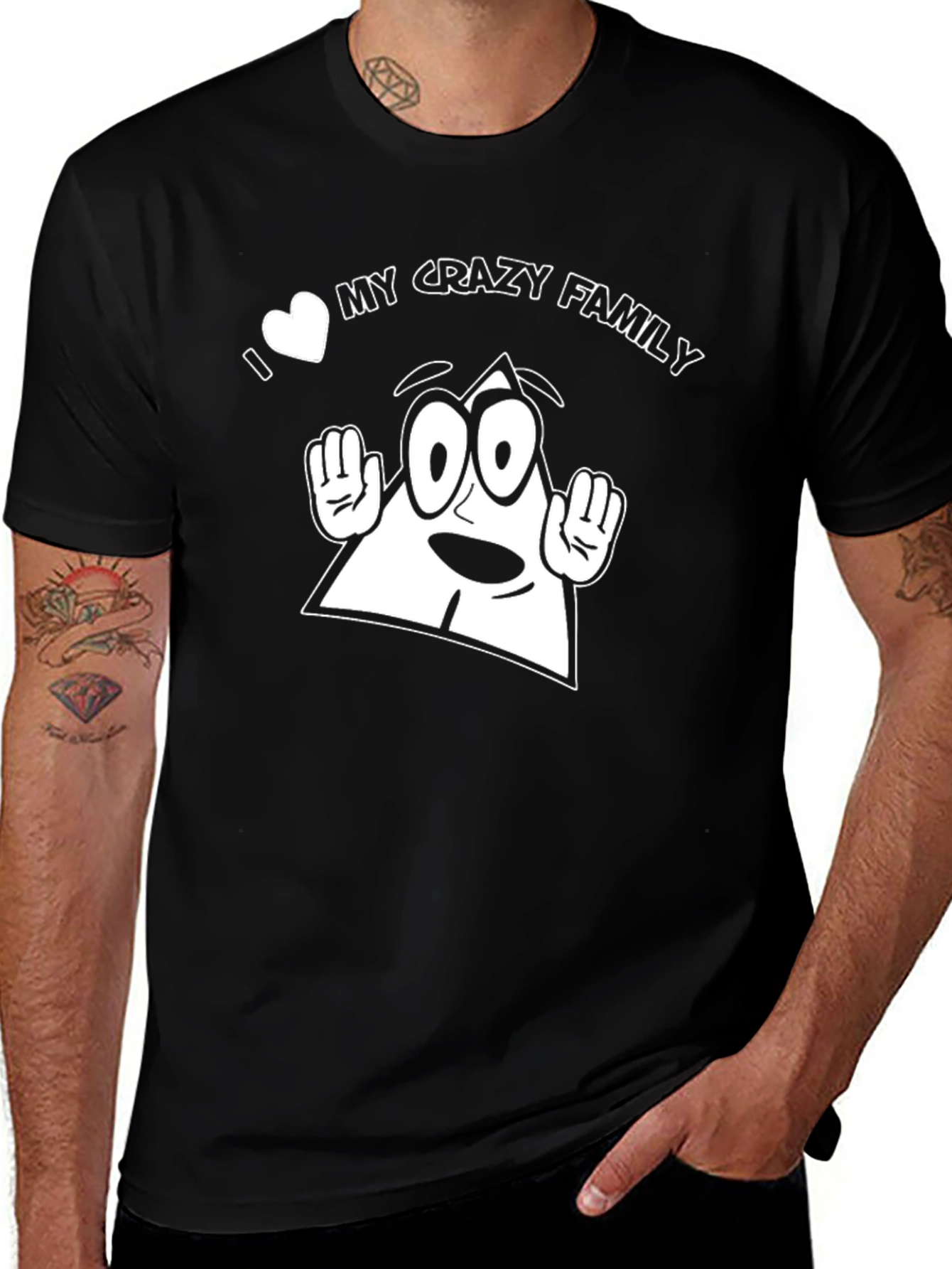 Variant 25 of I Love My Crazy Family T-Shirt - Funny Triangle Graphic Tee