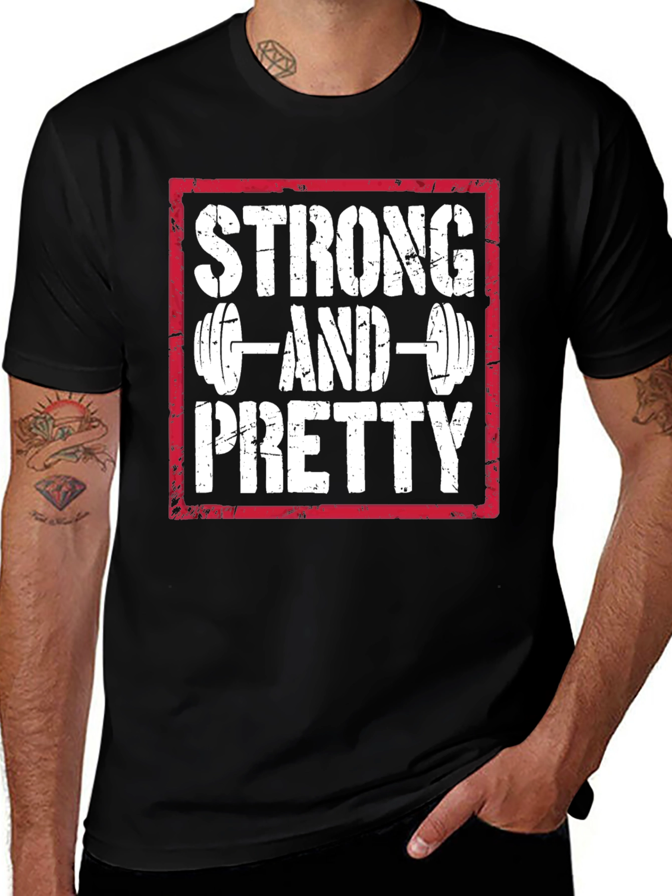 Variant 7 of Strong and Pretty Graphic T-Shirt - Fitness Apparel