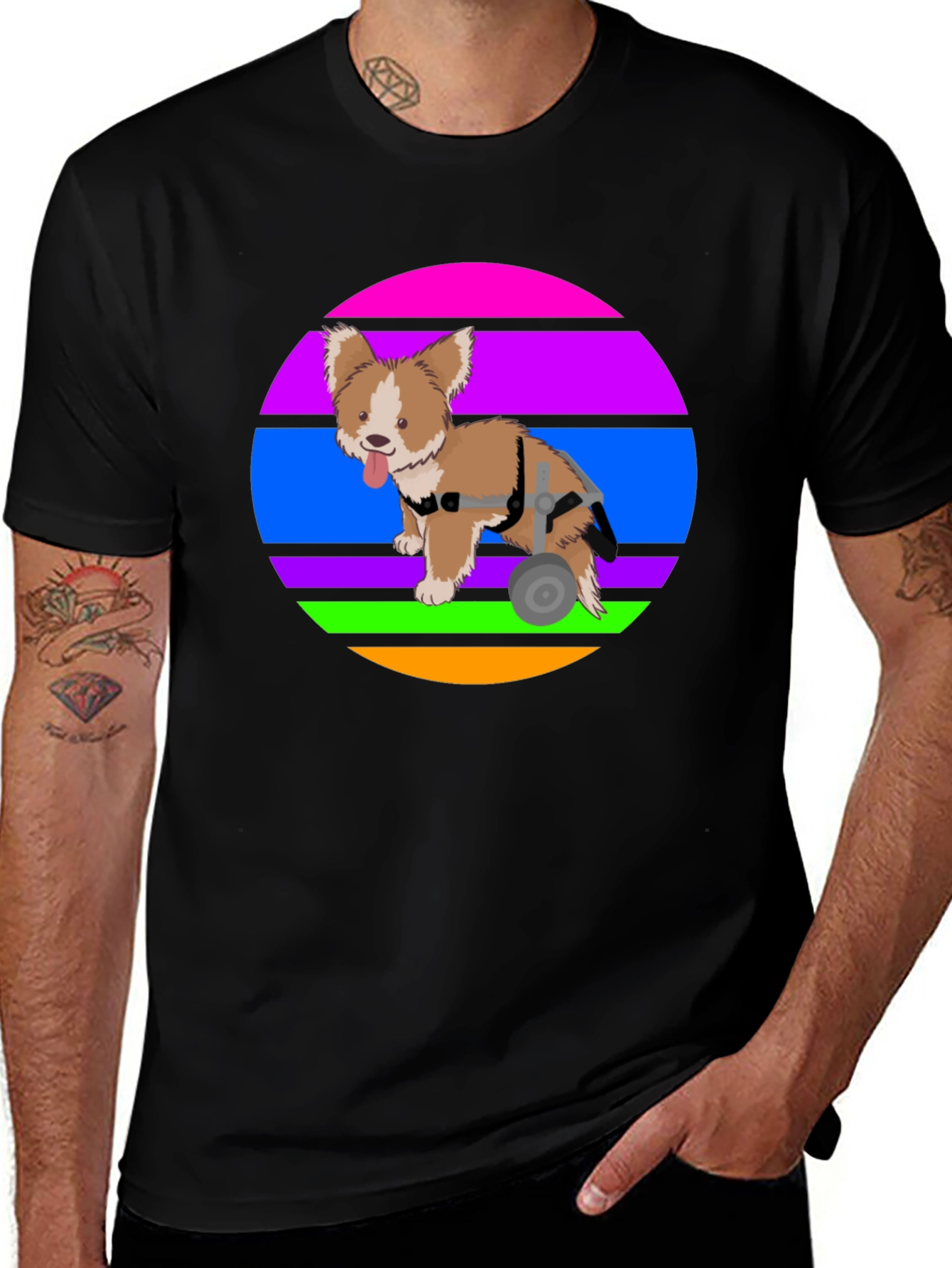 Dog Wheelchair T-Shirt - Graphic Print