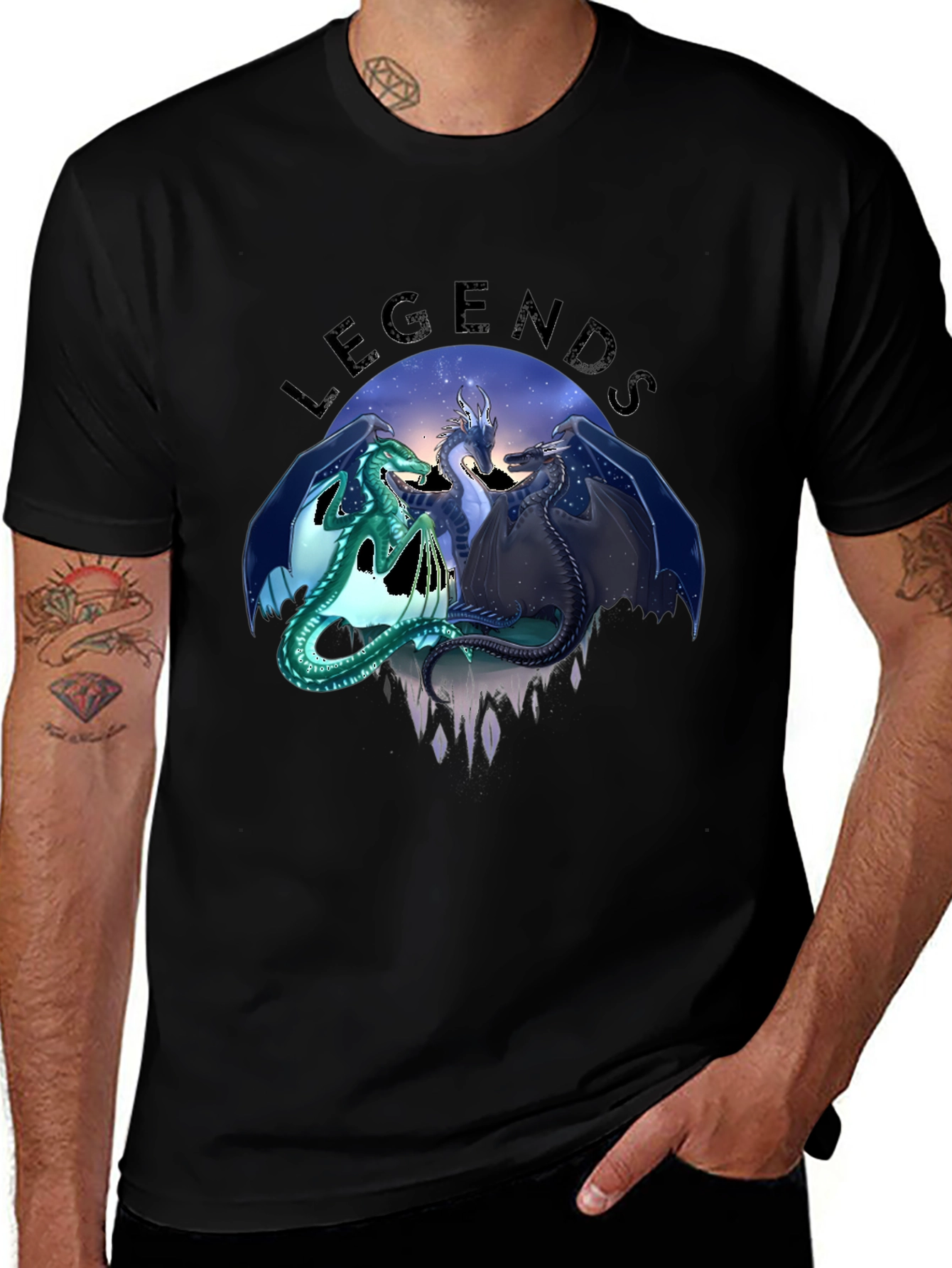 Variant 10 of Legends Dragon Graphic T-Shirt - Black
