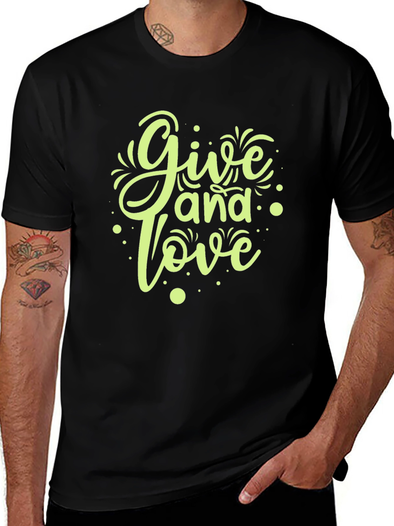 Variant 18 of Give and Love Graphic Tee - Black Casual T-Shirt