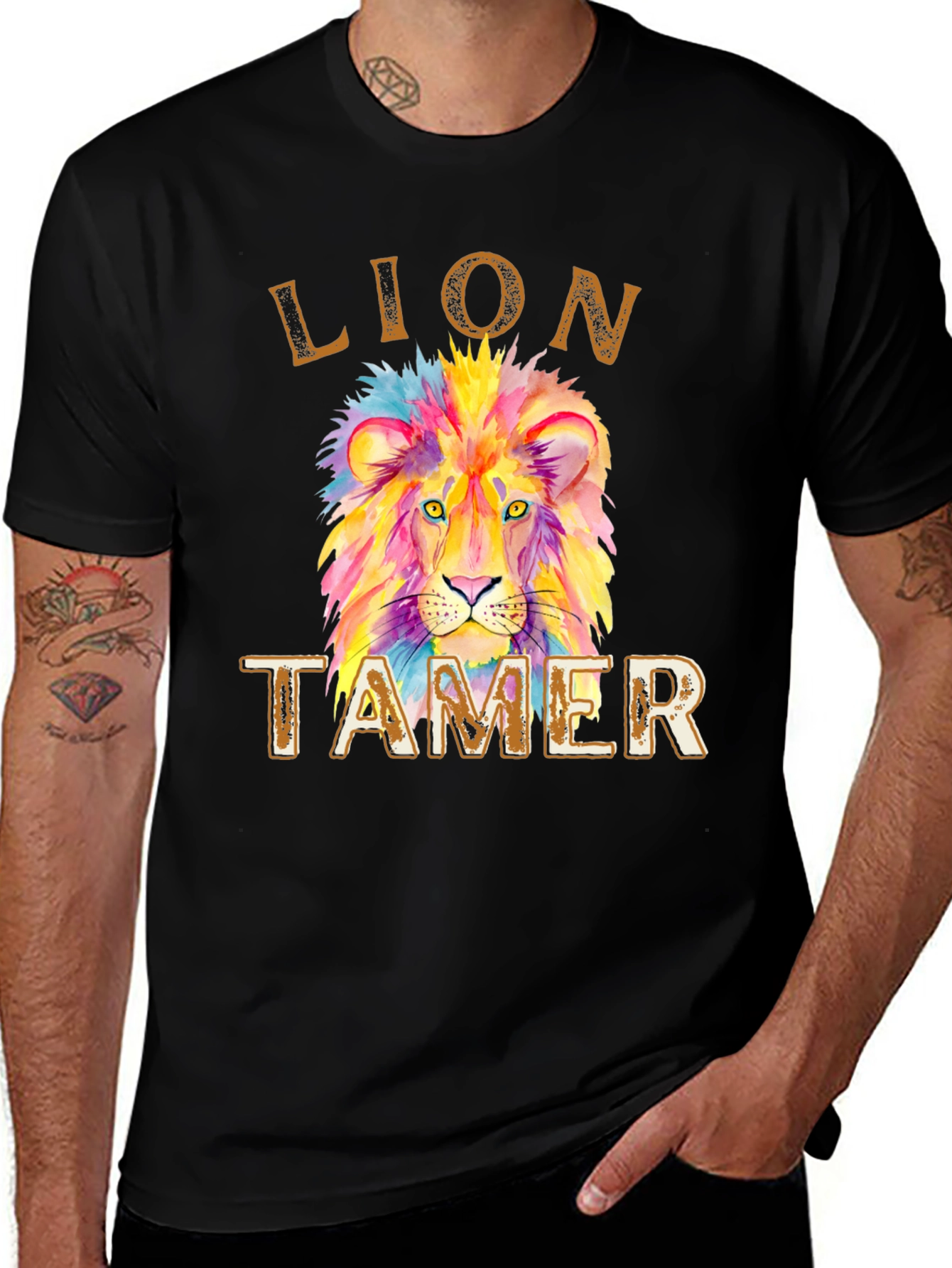 Variant 18 of Lion Tamer Graphic Tee - Colorful Lion Design