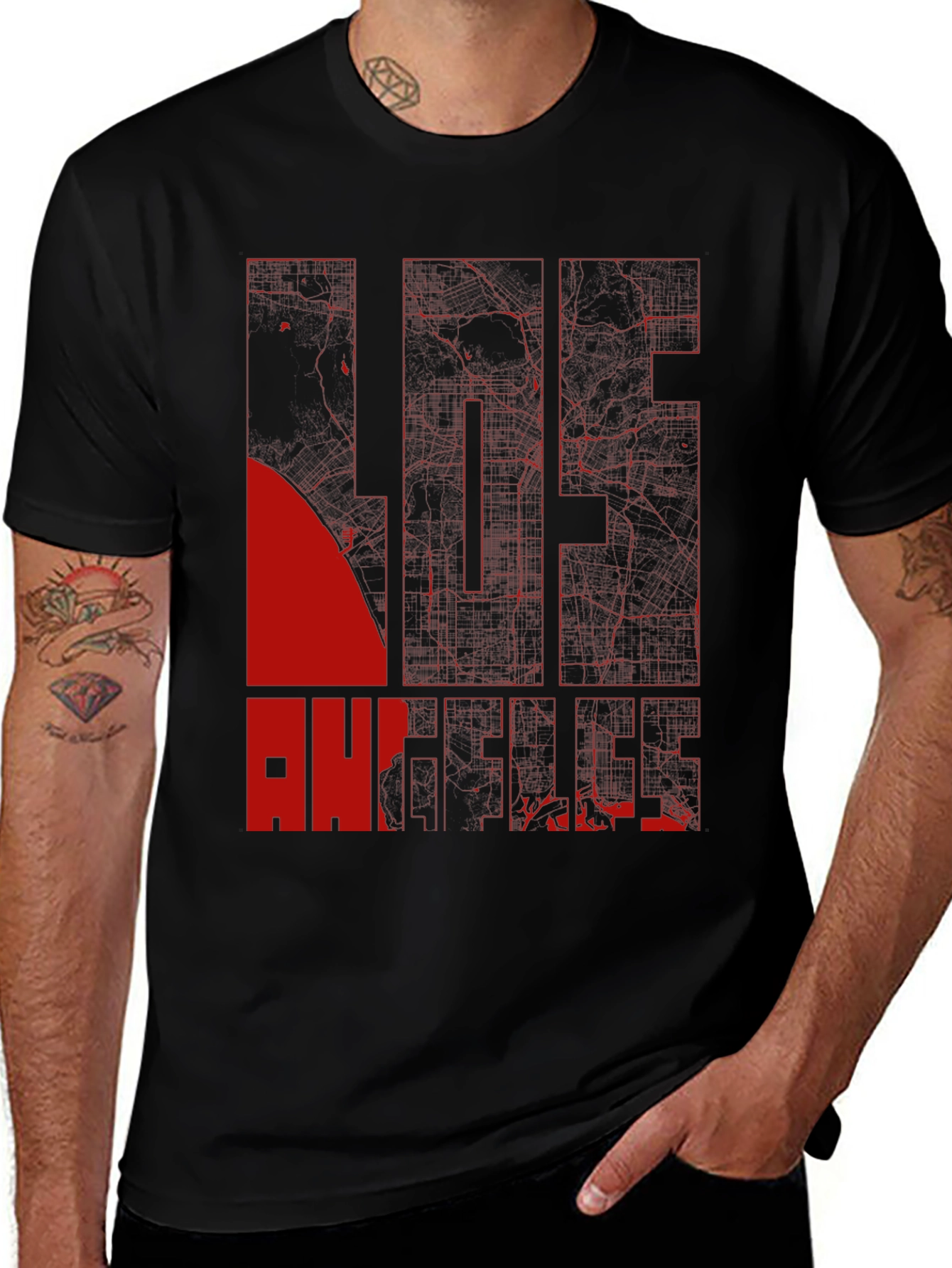 Los Angeles Map Graphic T-Shirt