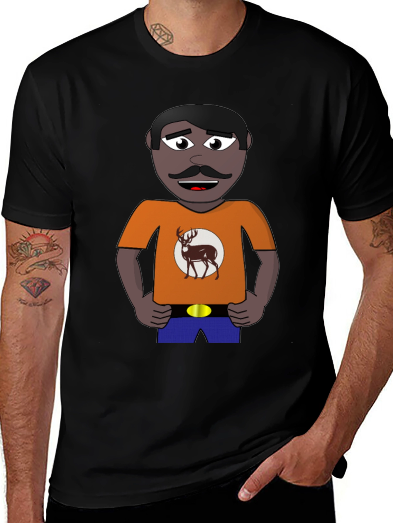 Variant 18 of Cartoon Man with Deer Graphic T-Shirt
