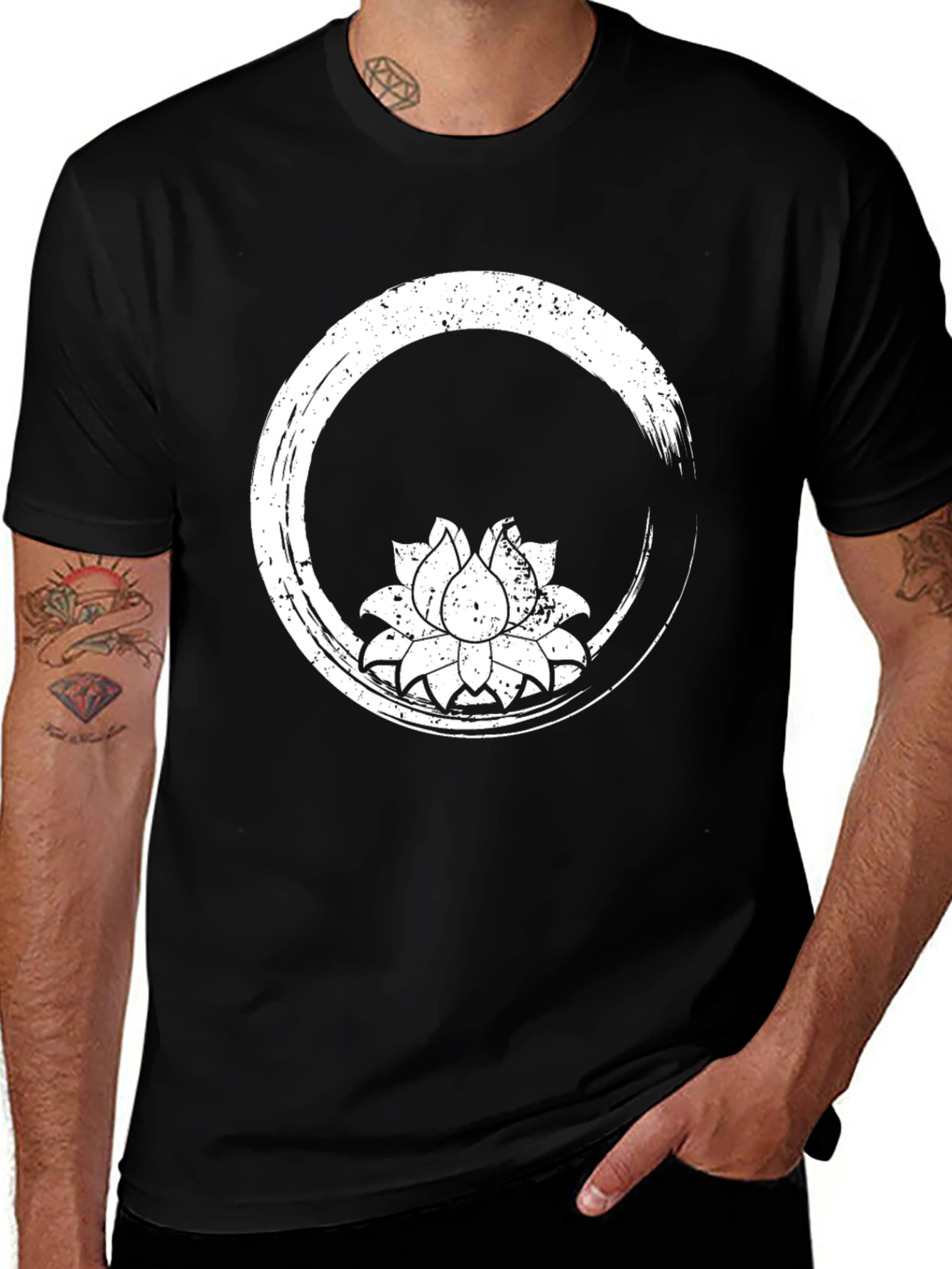 Enso Lotus Black T-Shirt - Zen Circle Tee
