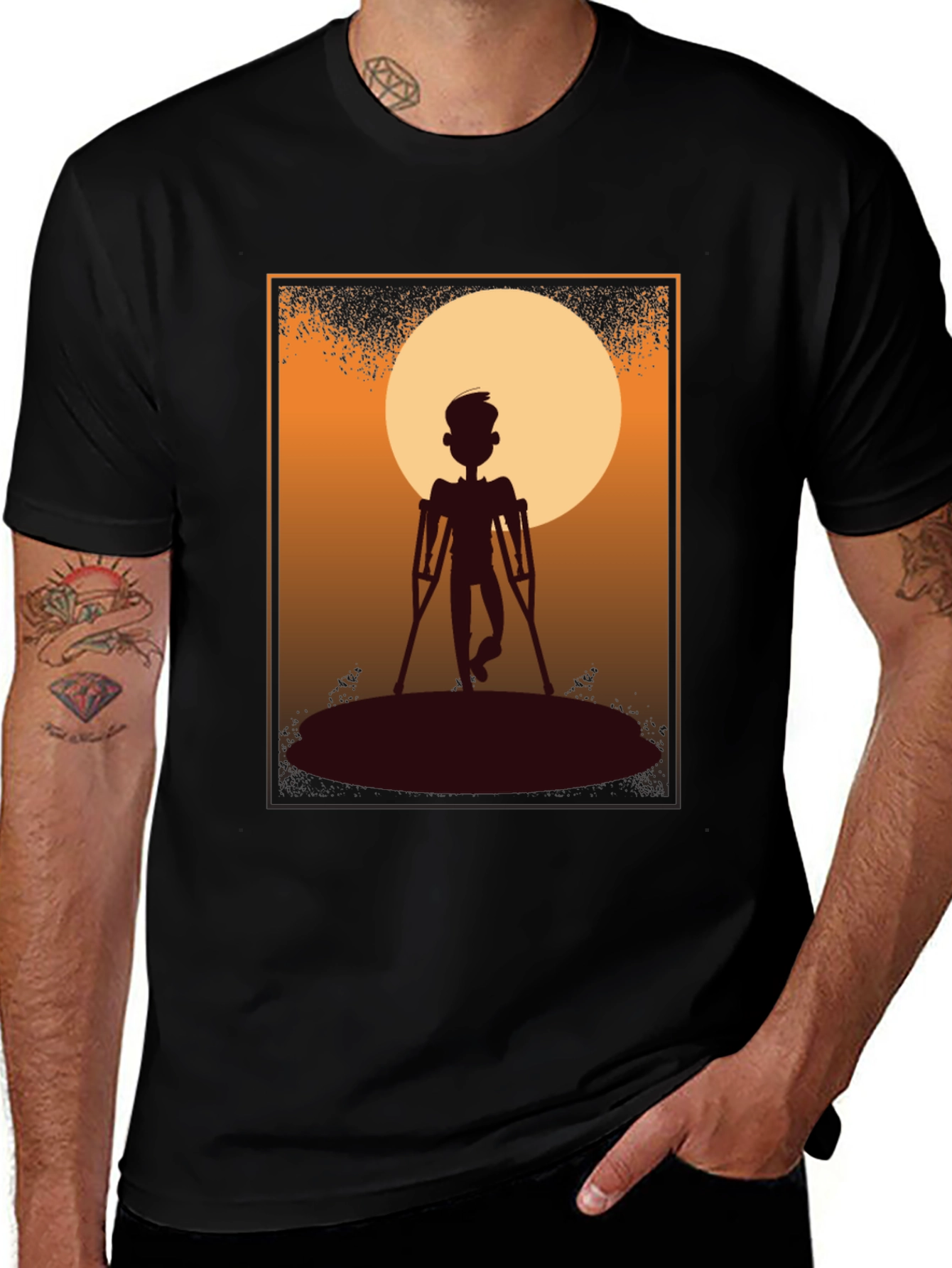 Variant 27 of Silhouette Crutches Graphic Black T-Shirt