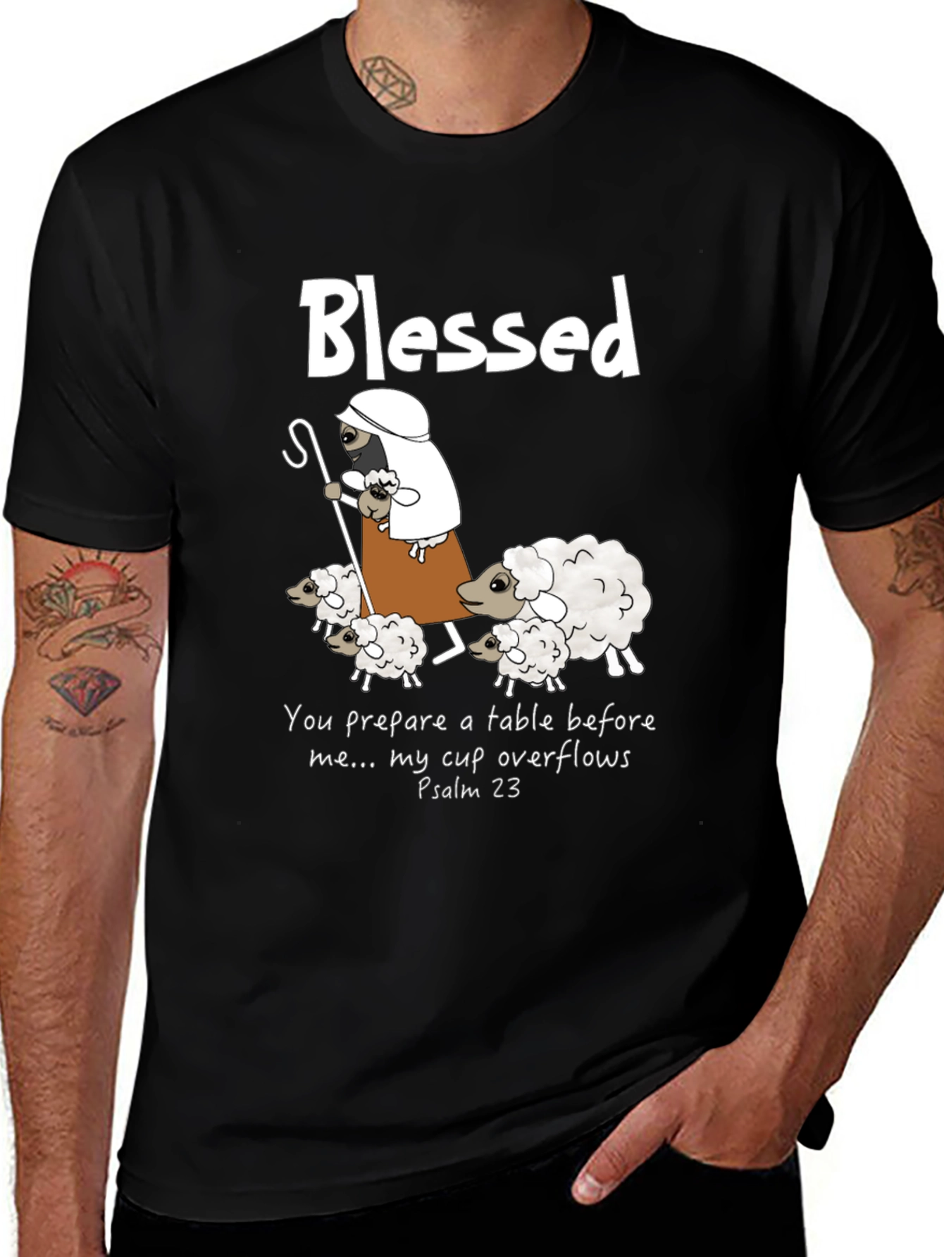 Blessed Shepherd Graphic T-Shirt Psalm 23