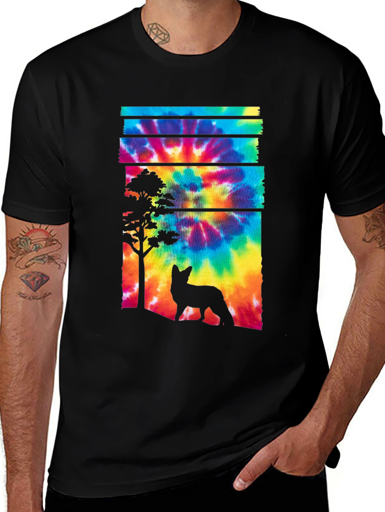 Variant 12 of Tie-Dye Fox Silhouette Graphic Tee