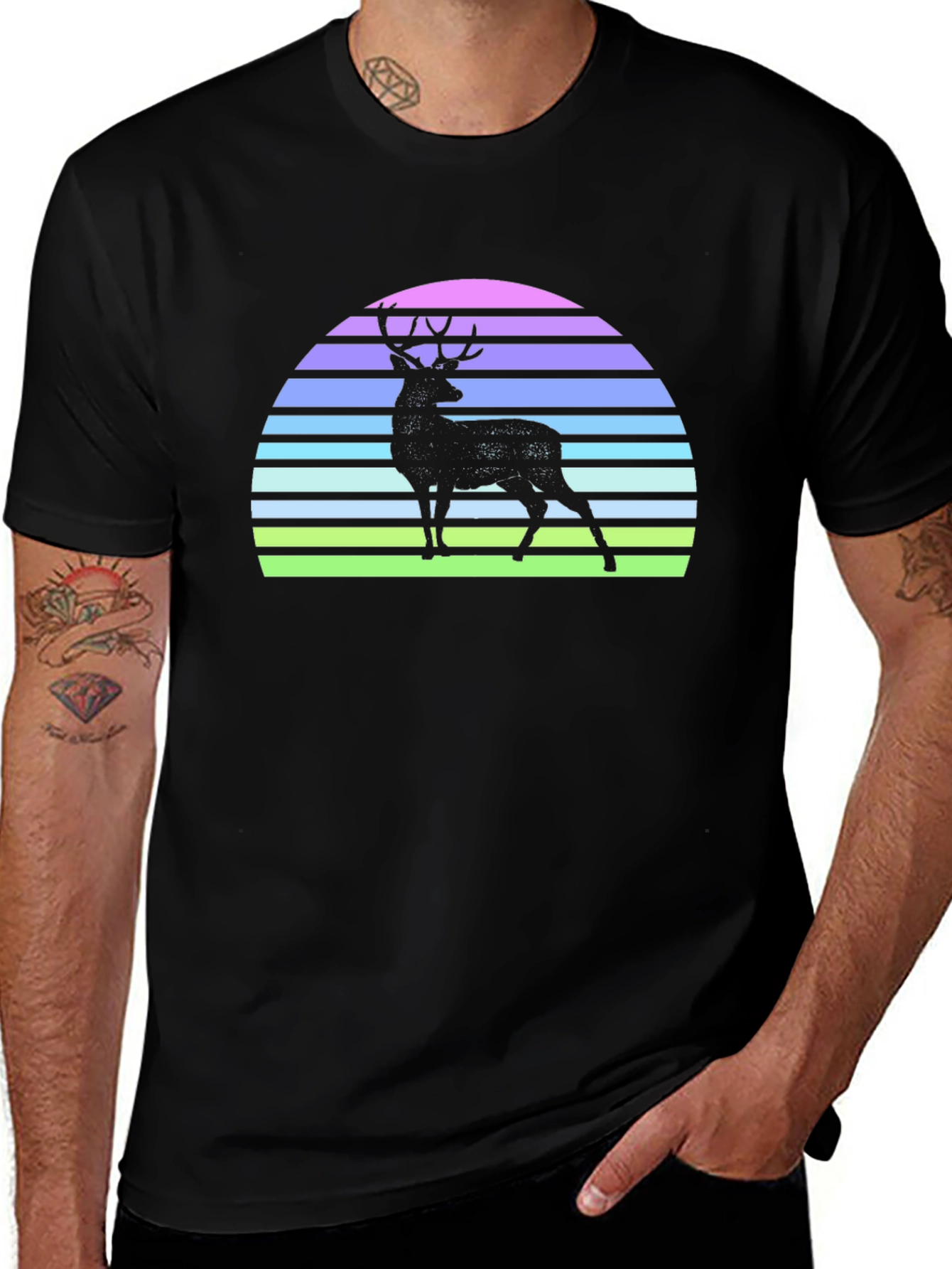 Variant 24 of Retro Deer Silhouette T-Shirt - Nature Inspired