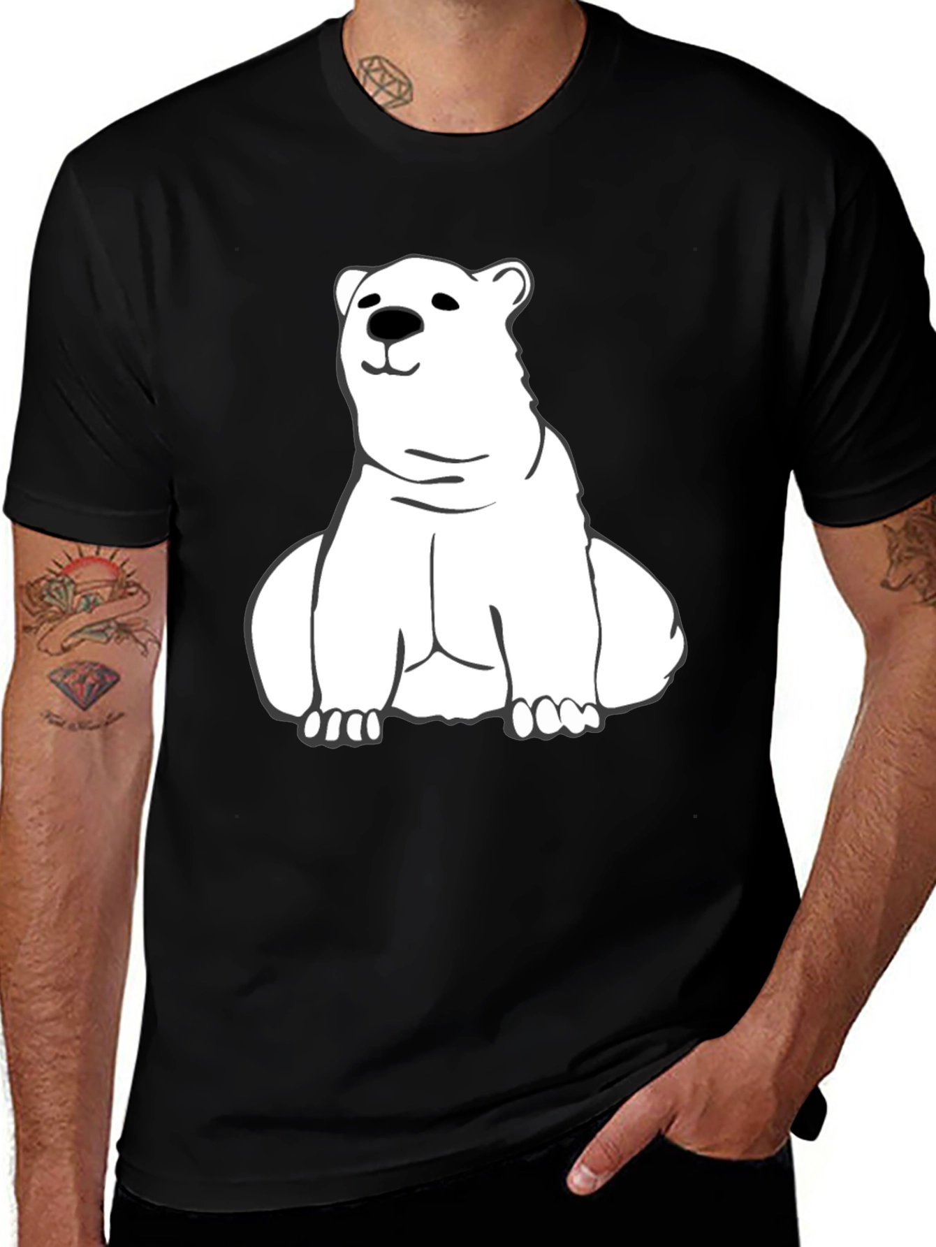 Variant 16 of Black T-Shirt with Cute Polar Bear Graphic