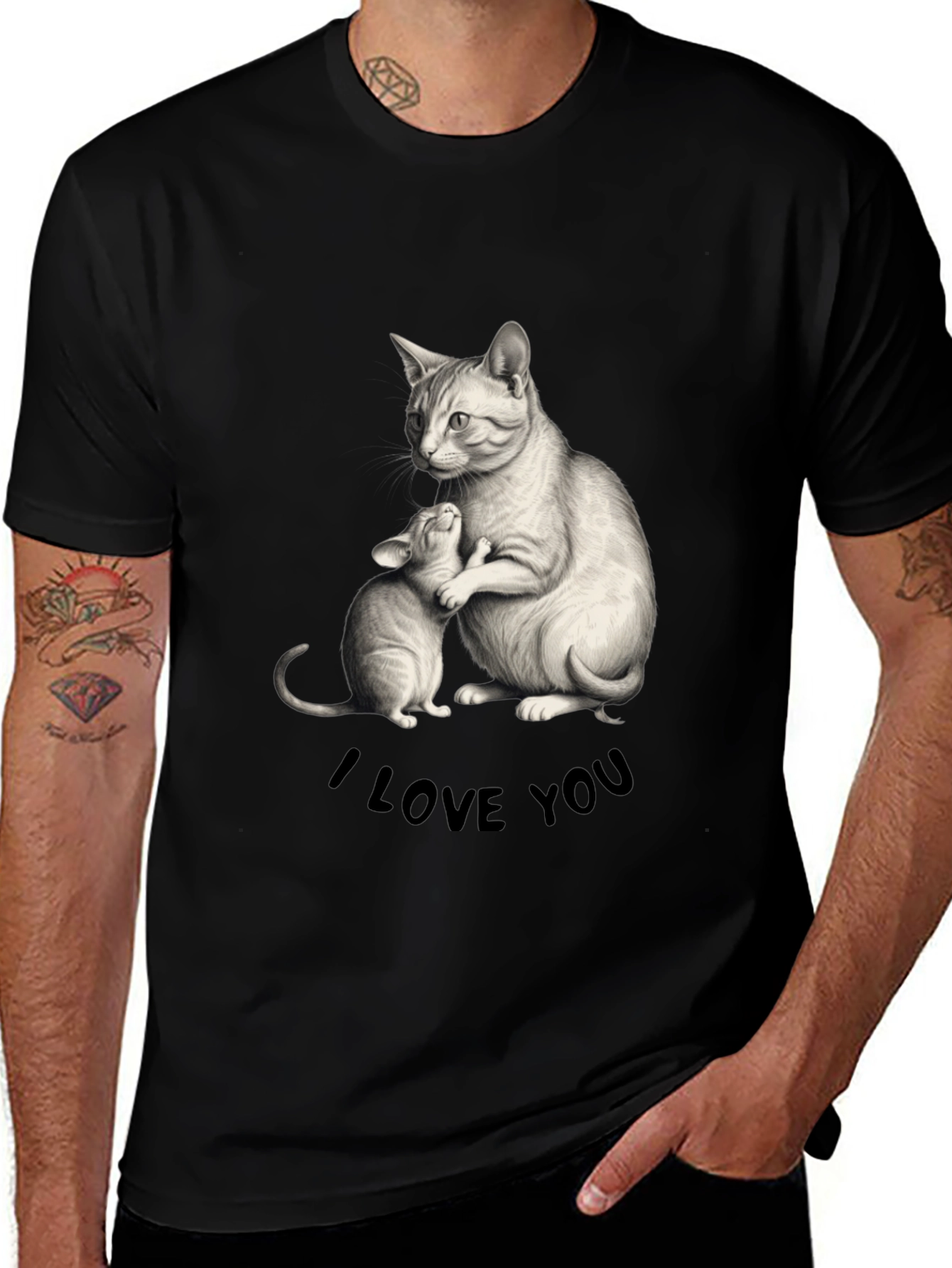 Variant 21 of Cat & Kitten I Love You Black T-Shirt