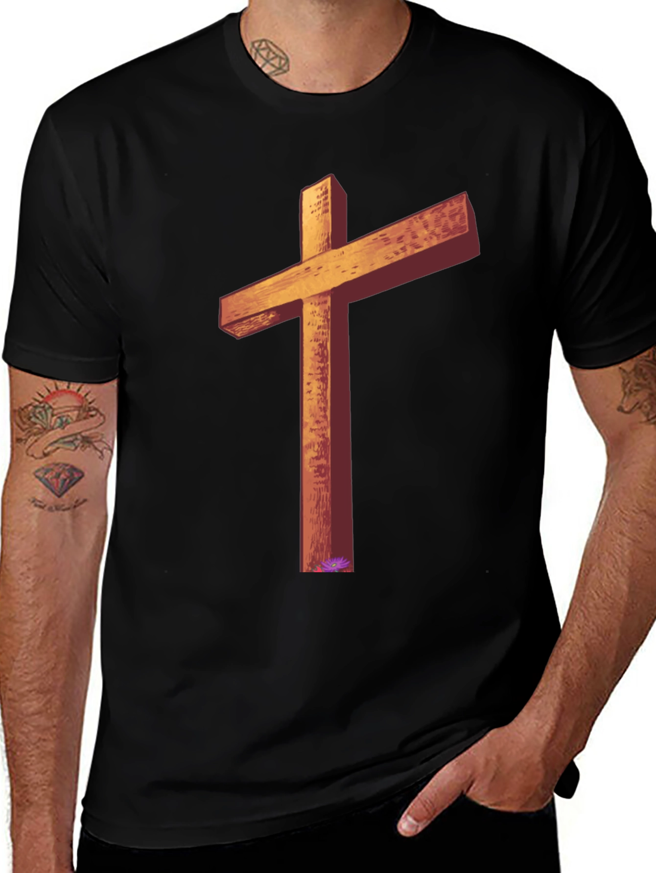 Variant 15 of Wooden Cross Graphic Tee - Religious Apparel